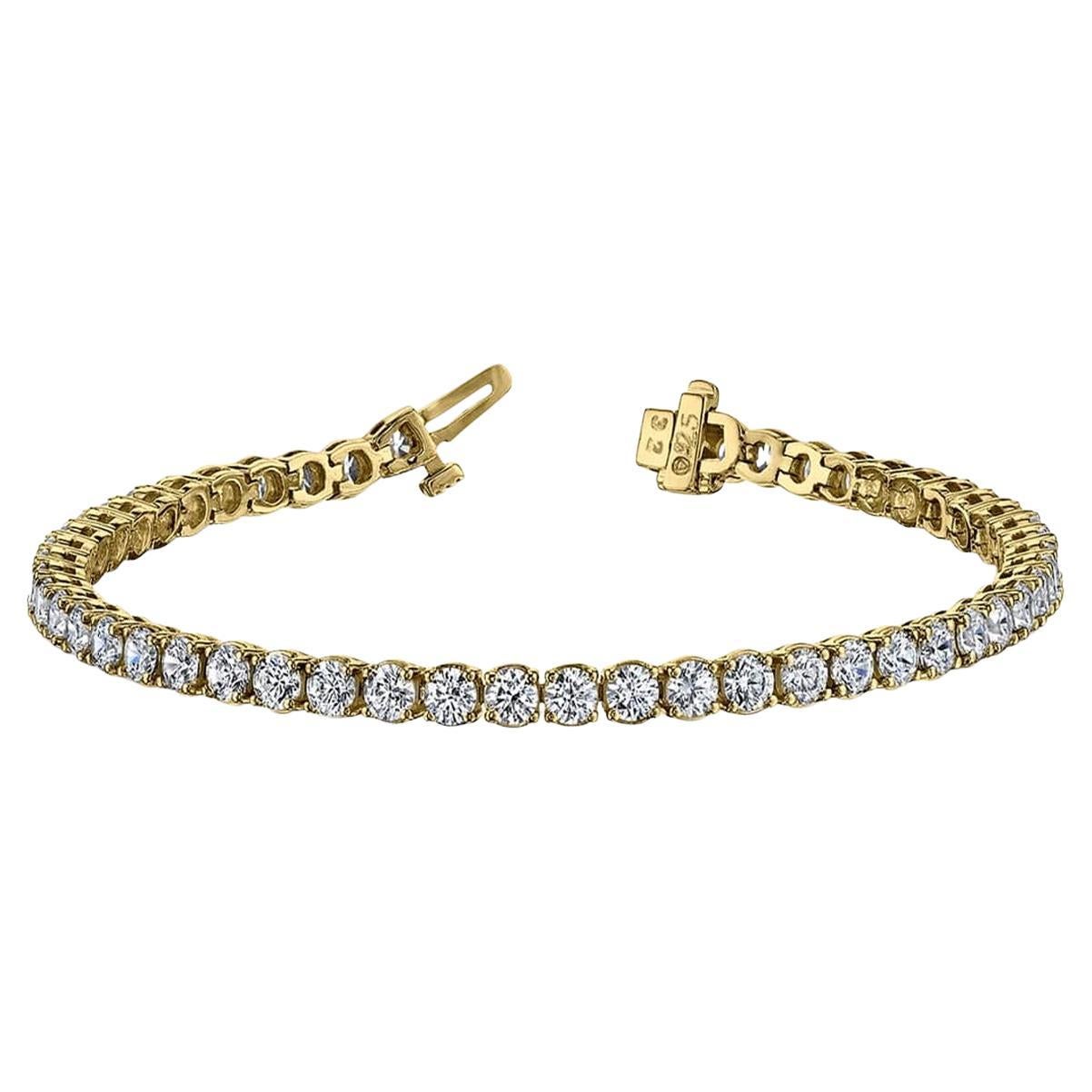 Bracelet en or jaune et diamants de 2 carats en vente