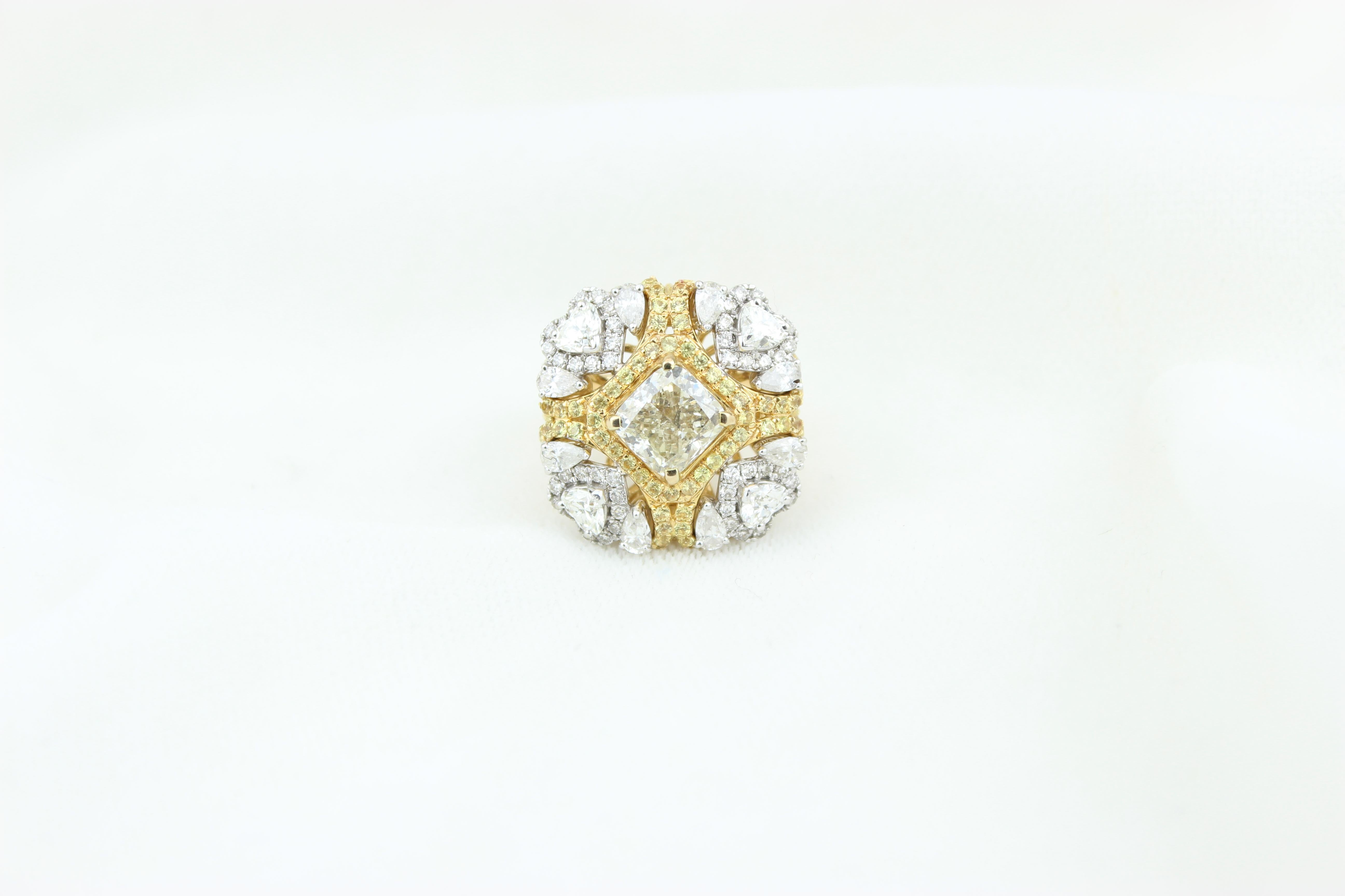 For Sale:  2 Carat Yellow Sapphire and Fancy Diamonds Engagement Ring in 18k Solid Gold 2