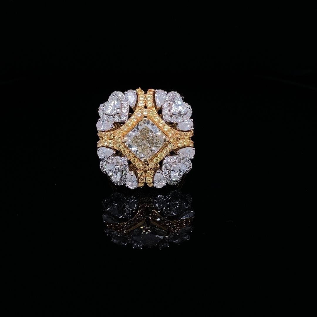 For Sale:  2 Carat Yellow Sapphire and Fancy Diamonds Engagement Ring in 18k Solid Gold 5
