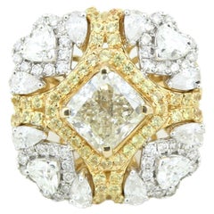 2 Karat gelber Saphir und ausgefallene Diamanten Verlobungsring in 18k massivem Gold