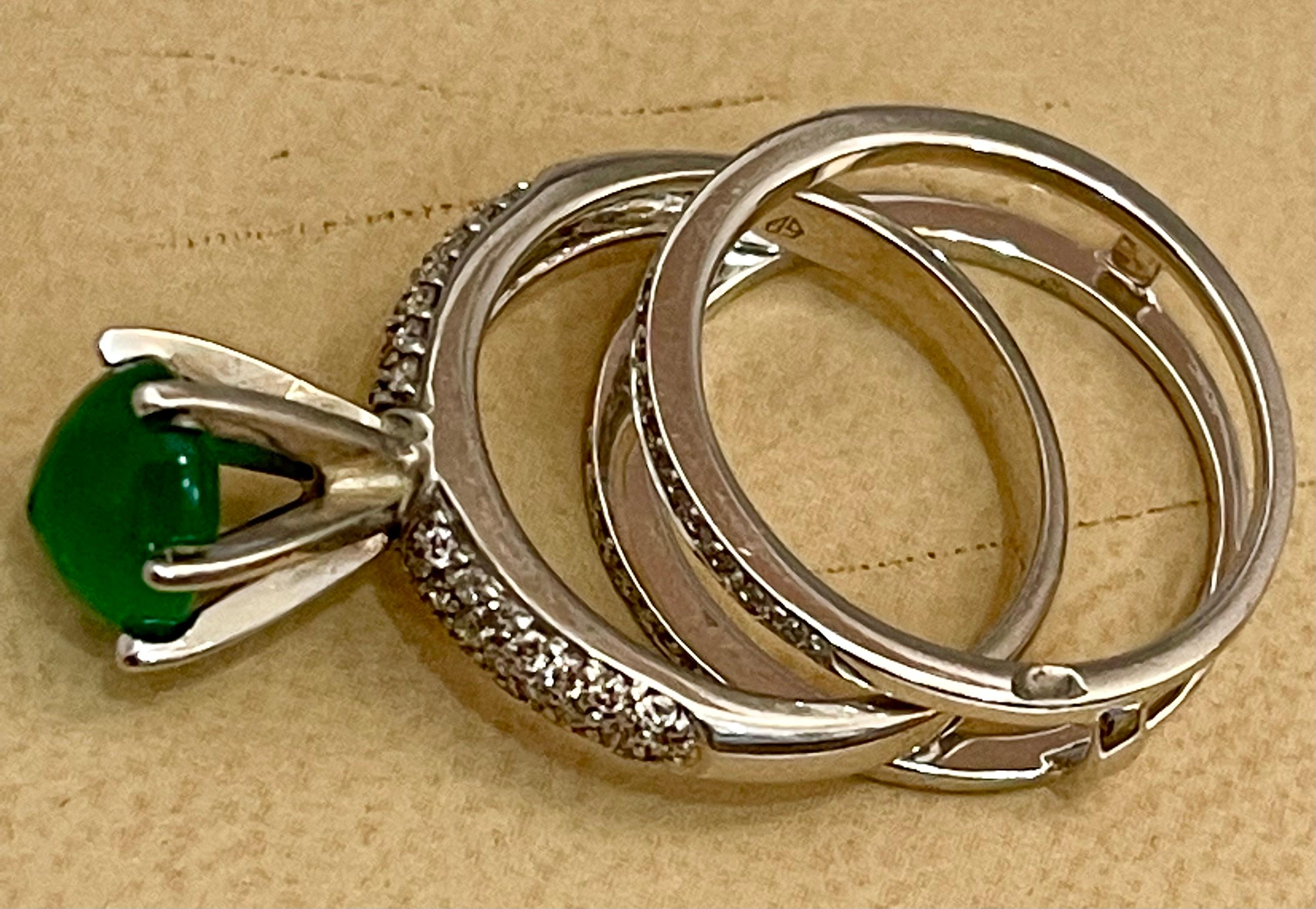 2 Karat sambischer Smaragd-Cabochon & Diamant-Cocktail  Ring aus 14 Karat Gold mit Band im Angebot 9