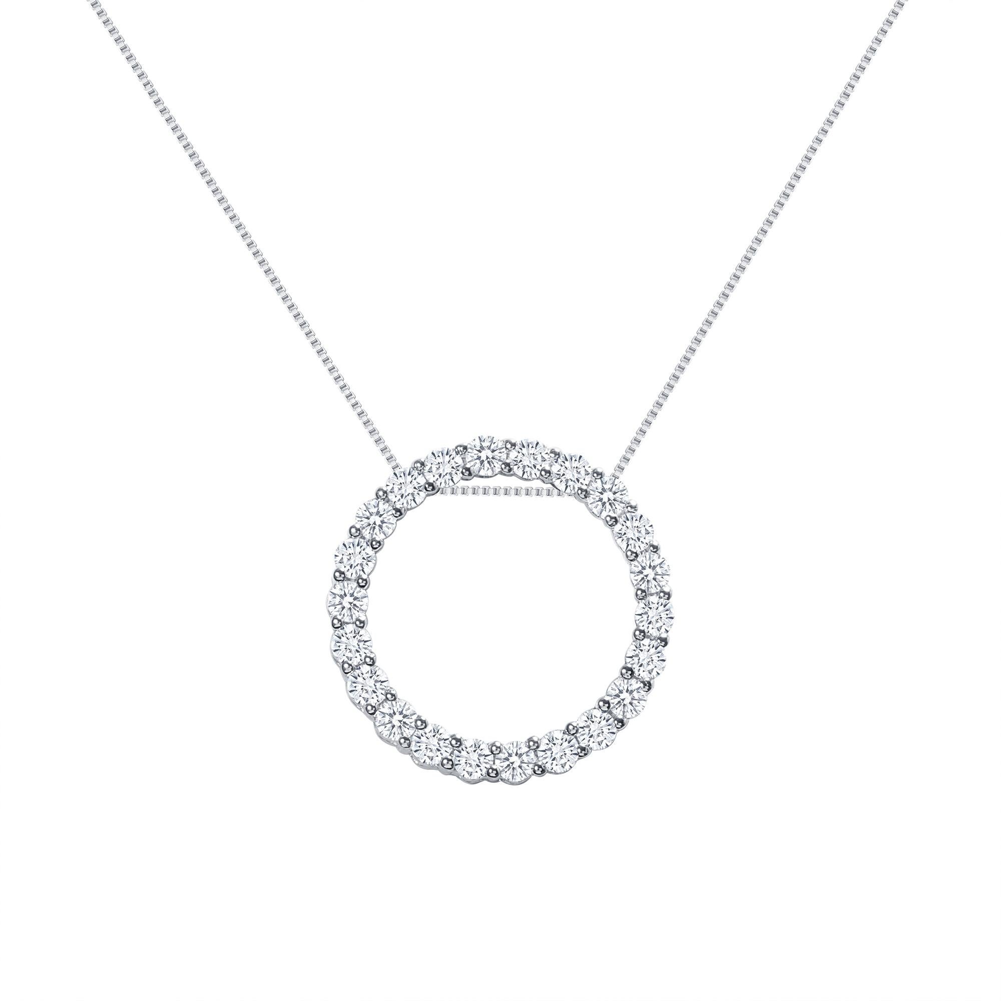 Collier à pendentif circulaire en or blanc 14 carats avec diamants ronds naturels de 2 carats Neuf - En vente à Los Angeles, CA