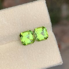 2 Carats Ascher Cut Natural Mint Green Peridot Pair Gemstone for Jewellery 6 mm