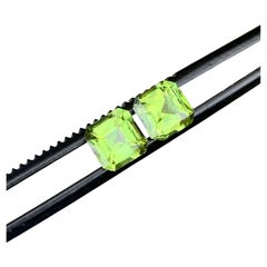 2 Carats Ascher Cut Natural Mint Green Peridot Pair Gemstone for Jewellery 6 mm