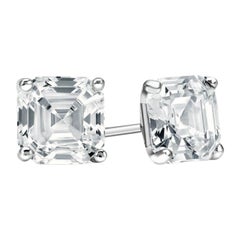 2 Carats Asscher Cut Diamond Platinum Studs