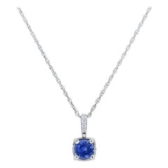 2 Carats Cushion Cut Sapphires and Diamonds Necklace and Earring Set in 14k WG