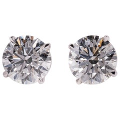 2 Carat Each GIA GSI2 Diamond Studs