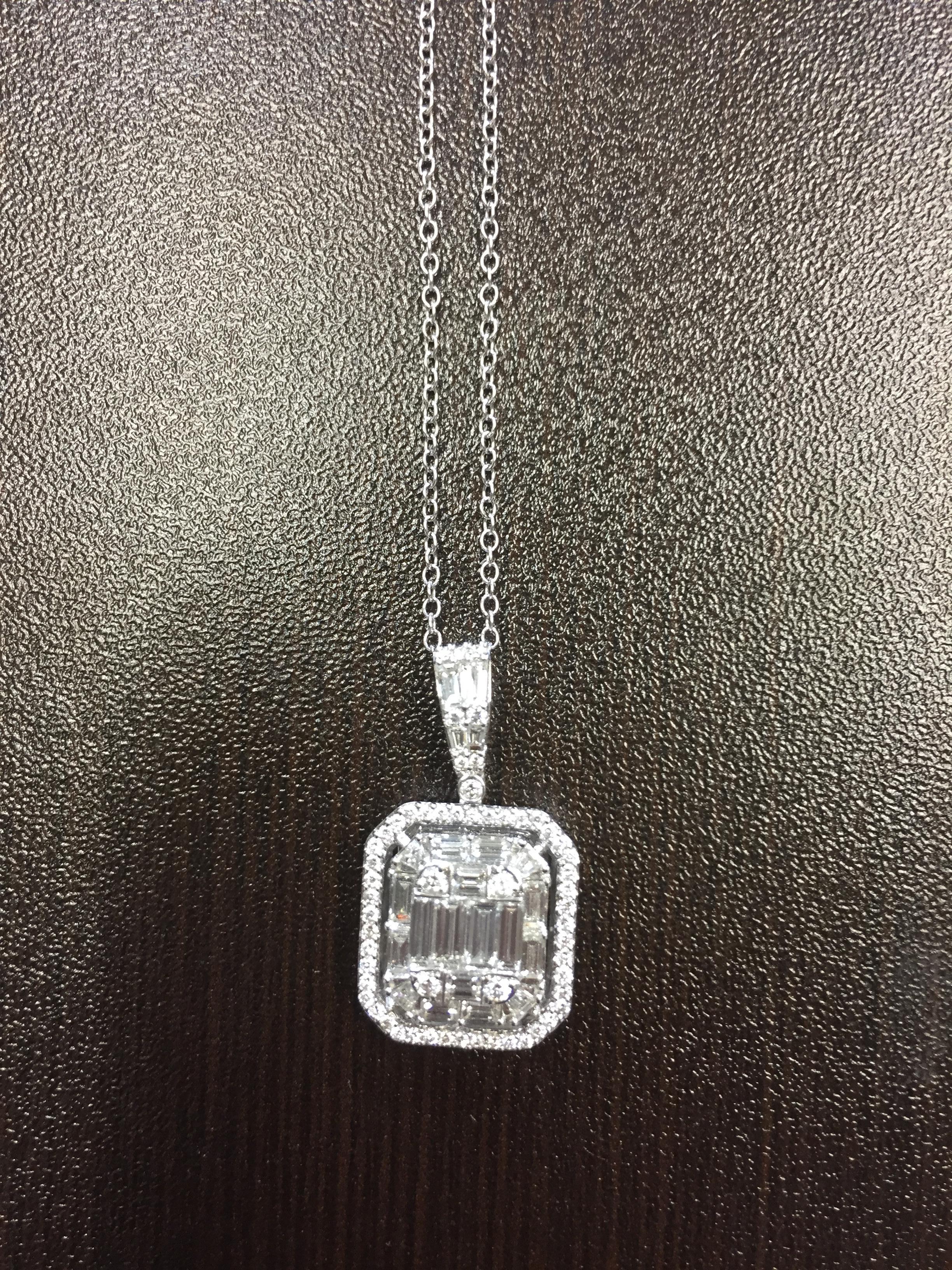 Baguette Cut 2 Carat Emerald Cut Diamond Pendant