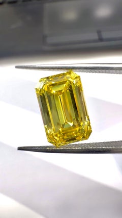 2.01 Carat Fancy Vivid Yellow Emerald Cut Diamond, GIA Certified - Rare!