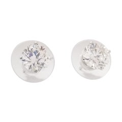 2 Carats Natural Diamond Round Studs White Gold 14 Karat