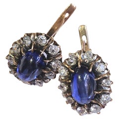 2 Carats Old Mine Cut Diamond 1930s Gold Earrings