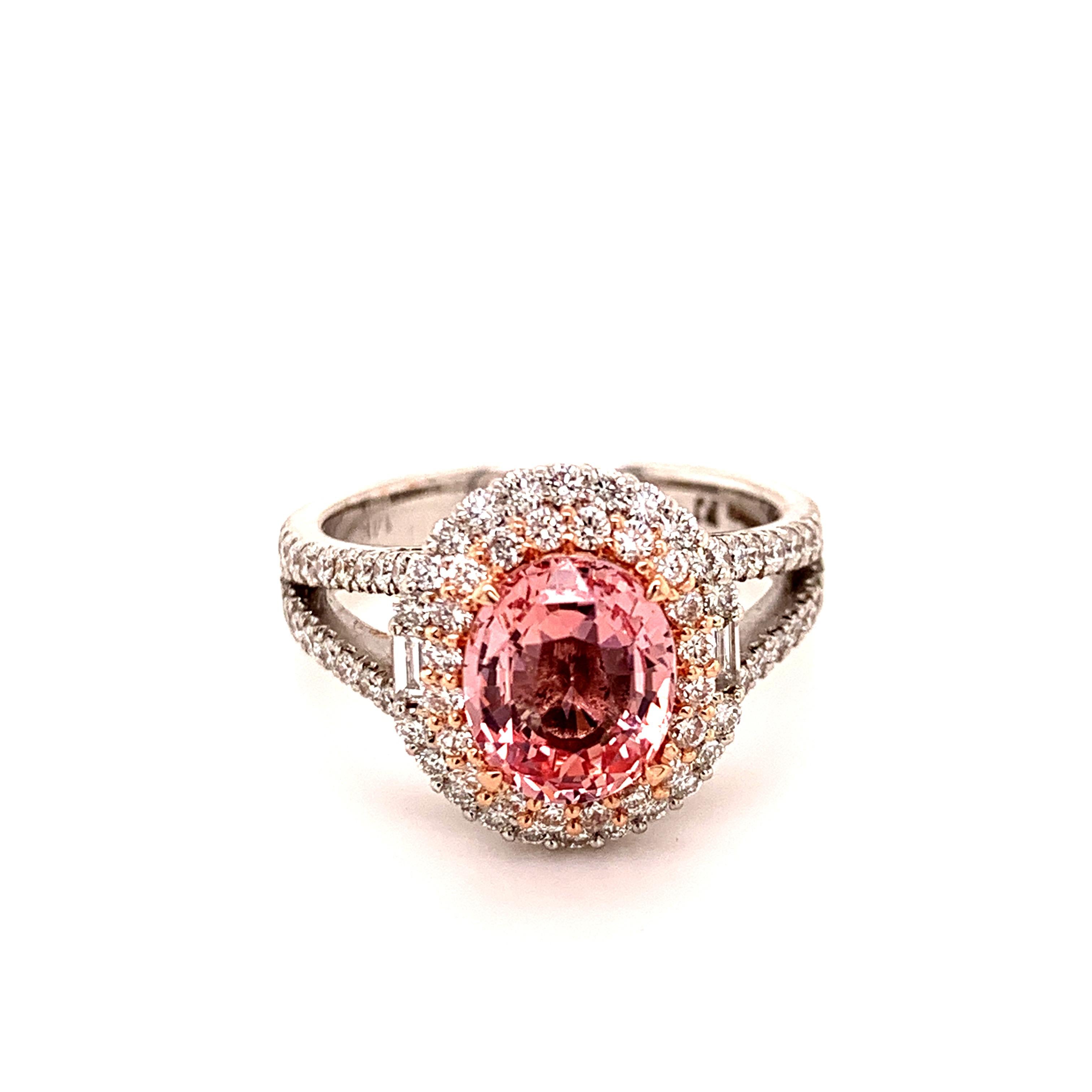 2 Karat Unerhitzter Padparadscha Saphir Diamantring 1