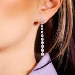 2 Carats Round Cut Natural Diamonds Graduating Earrings in 14k White Gold