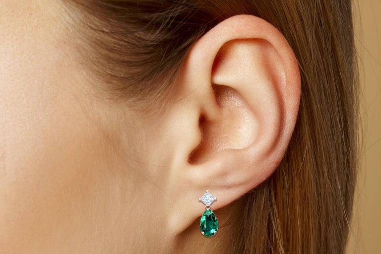 Tourmaline & Diamond Two-Tone Shield Drop Earrings main image 1