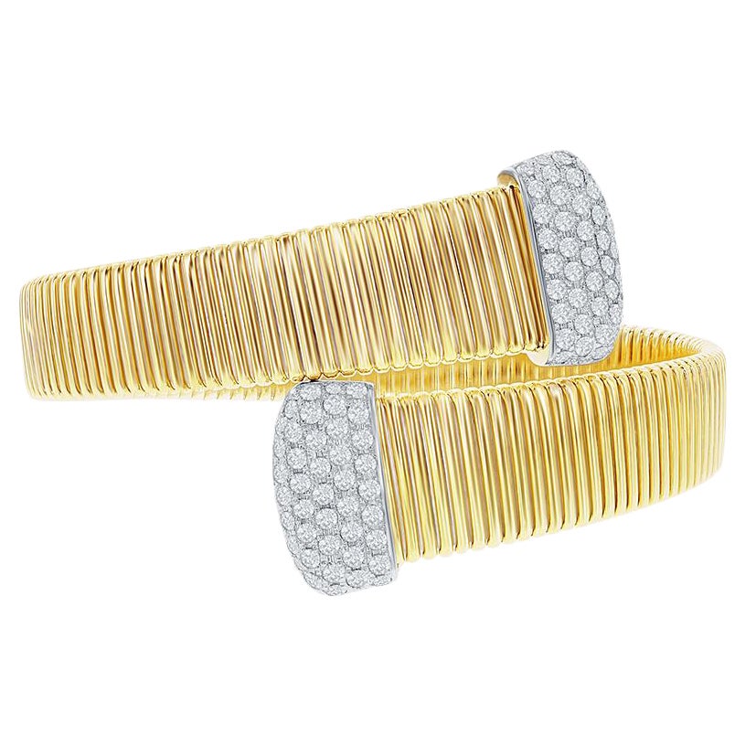 2 Carats Yellow Gold Tubogas Bangle For Sale