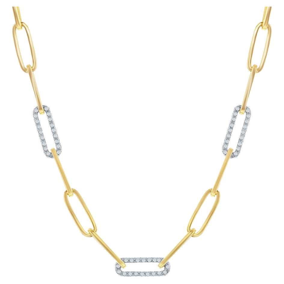 2 Carats Yellow/White Paperclip Necklace For Sale