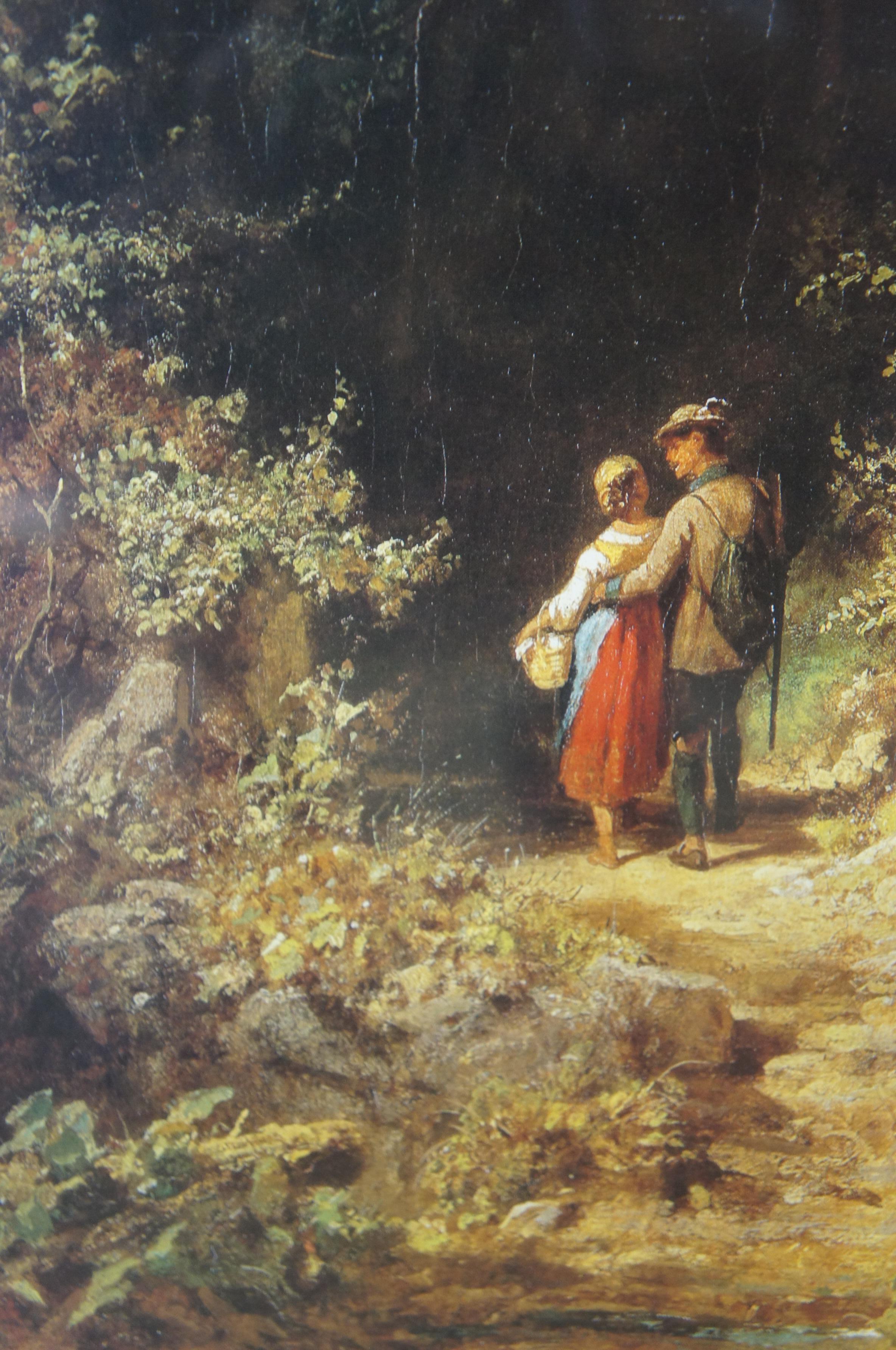 20th Century 2 Carl Spitzweg Prints The Intercepted Love Letter & Lovers in the Forest 24