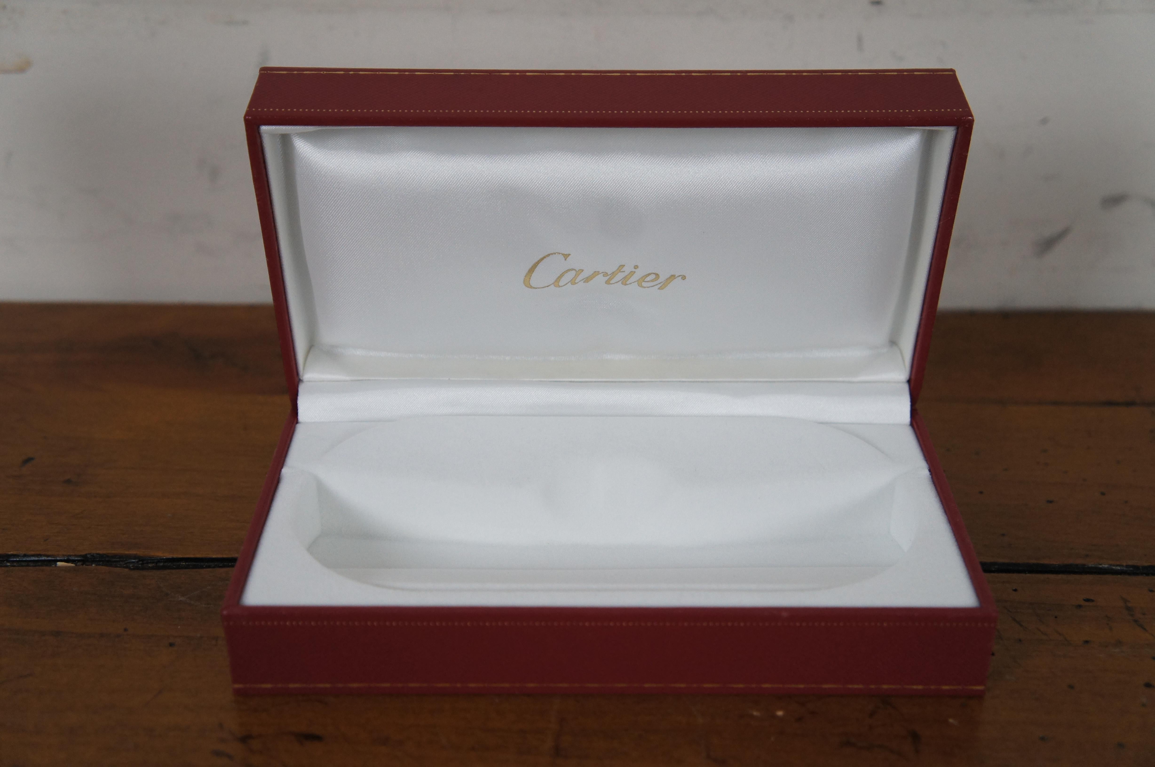 2 Cartier Glasses Sunglasses Case Pair Red Leather Sleeve Embossed Box 7
