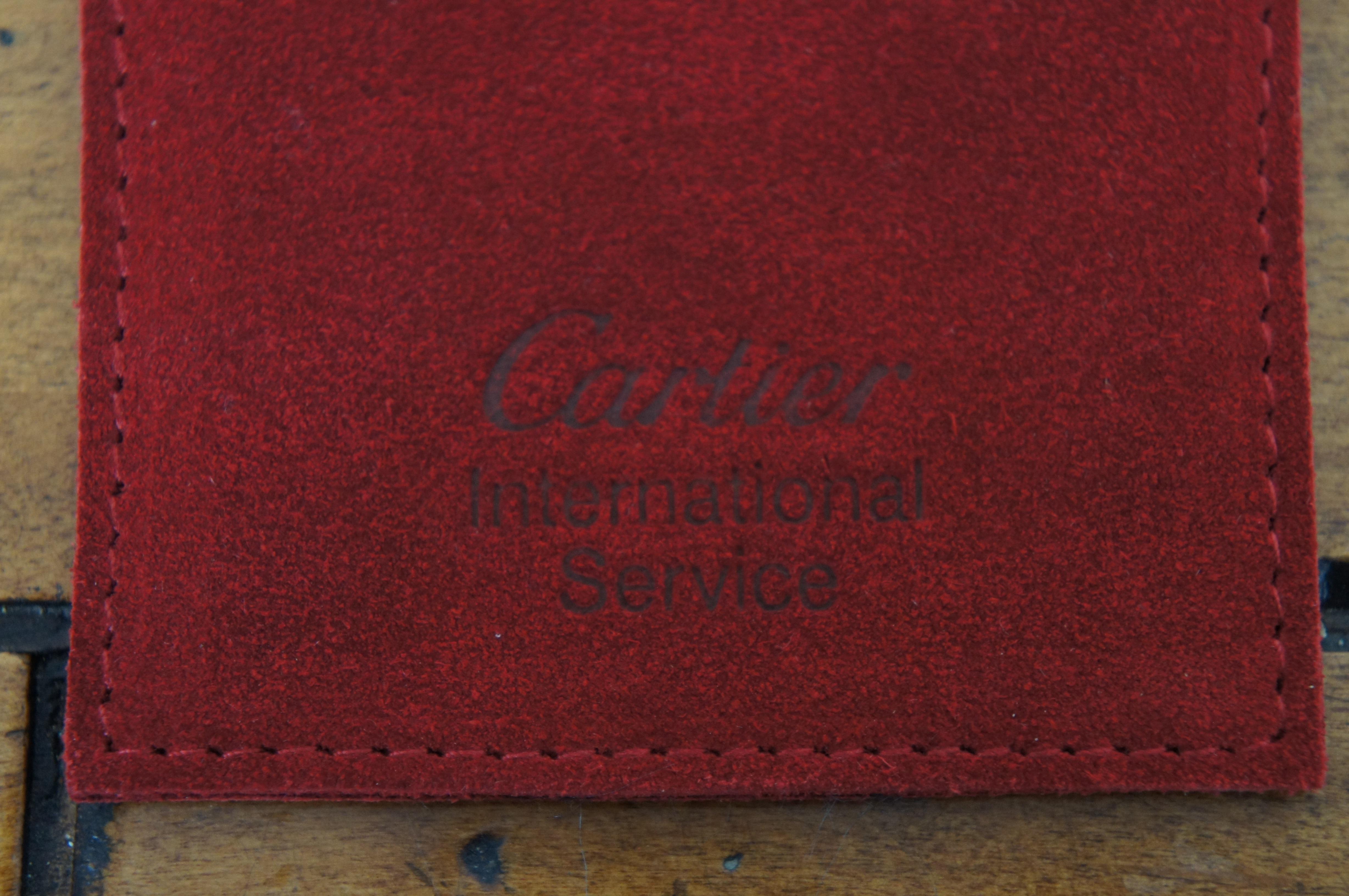 2 Cartier Glasses Sunglasses Case Pair Red Leather Sleeve Embossed Box 1
