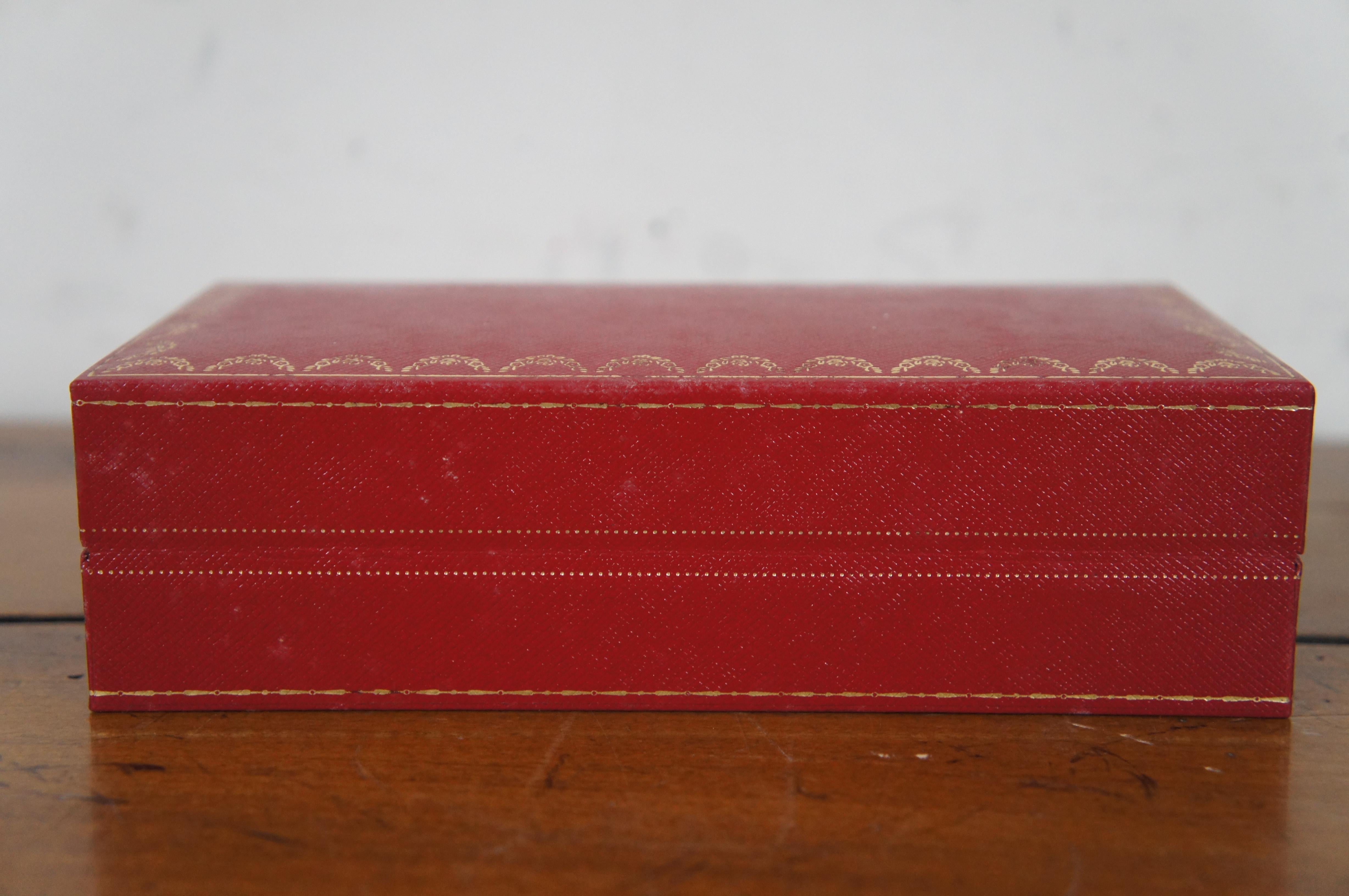 2 Cartier Glasses Sunglasses Case Pair Red Leather Sleeve Embossed Box 4