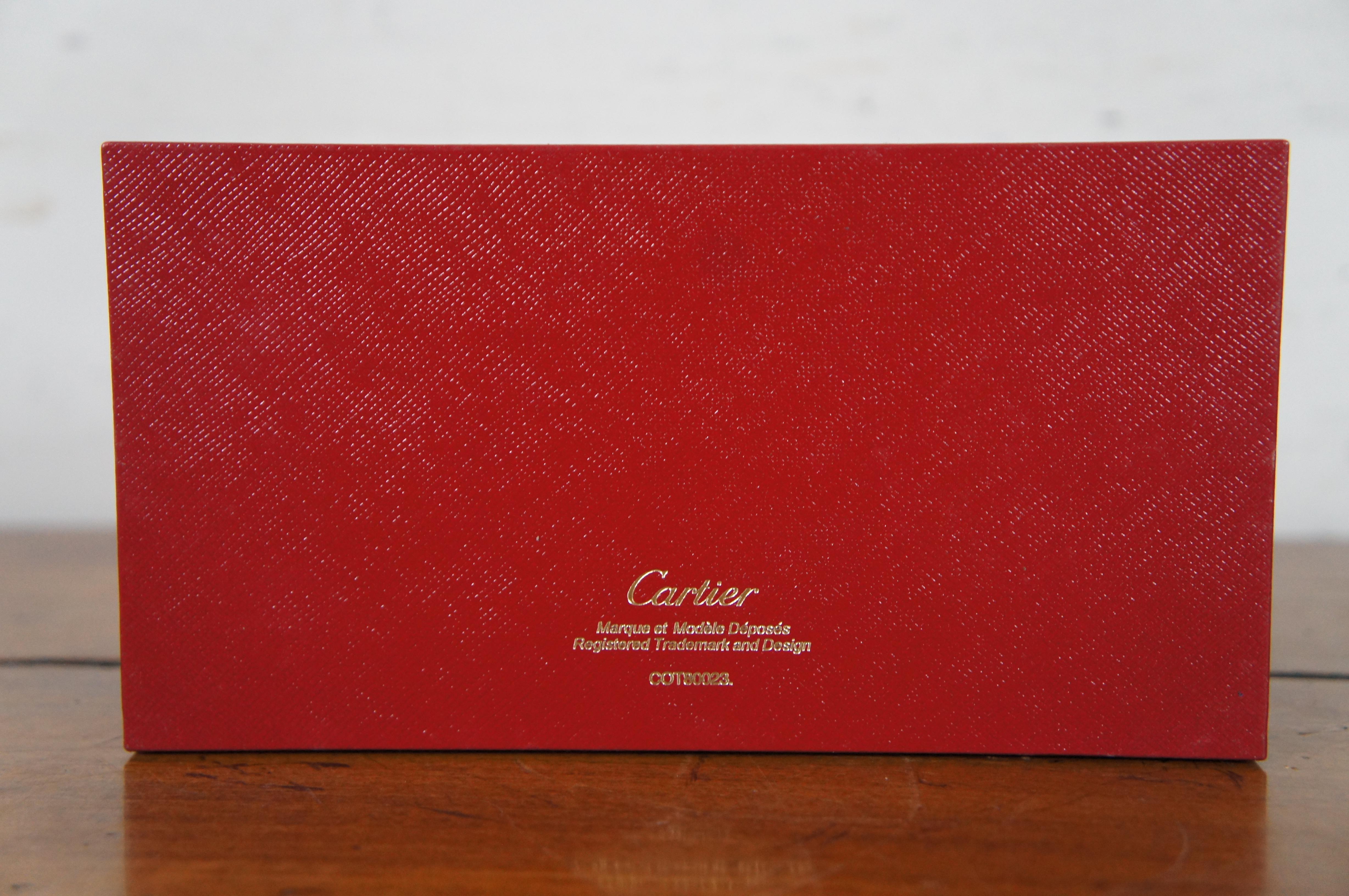 2 Cartier Glasses Sunglasses Case Pair Red Leather Sleeve Embossed Box 5
