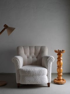 2 Carved Pine Pedestal Side Tables, Sweden 1970s