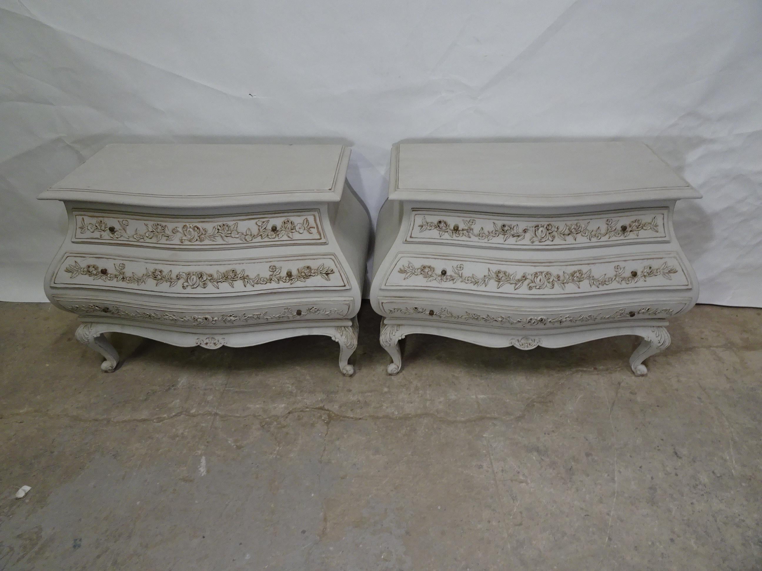Swedish 2 Carved Rococo Style Chest of Drawers