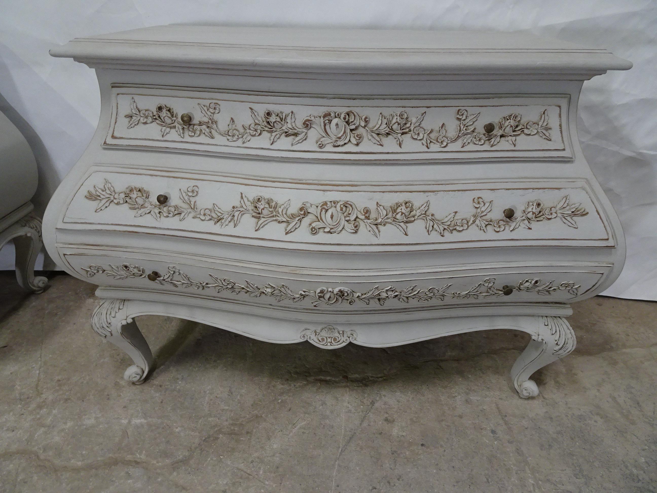 2 Carved Rococo Style Chest of Drawers In Good Condition In Hollywood, FL