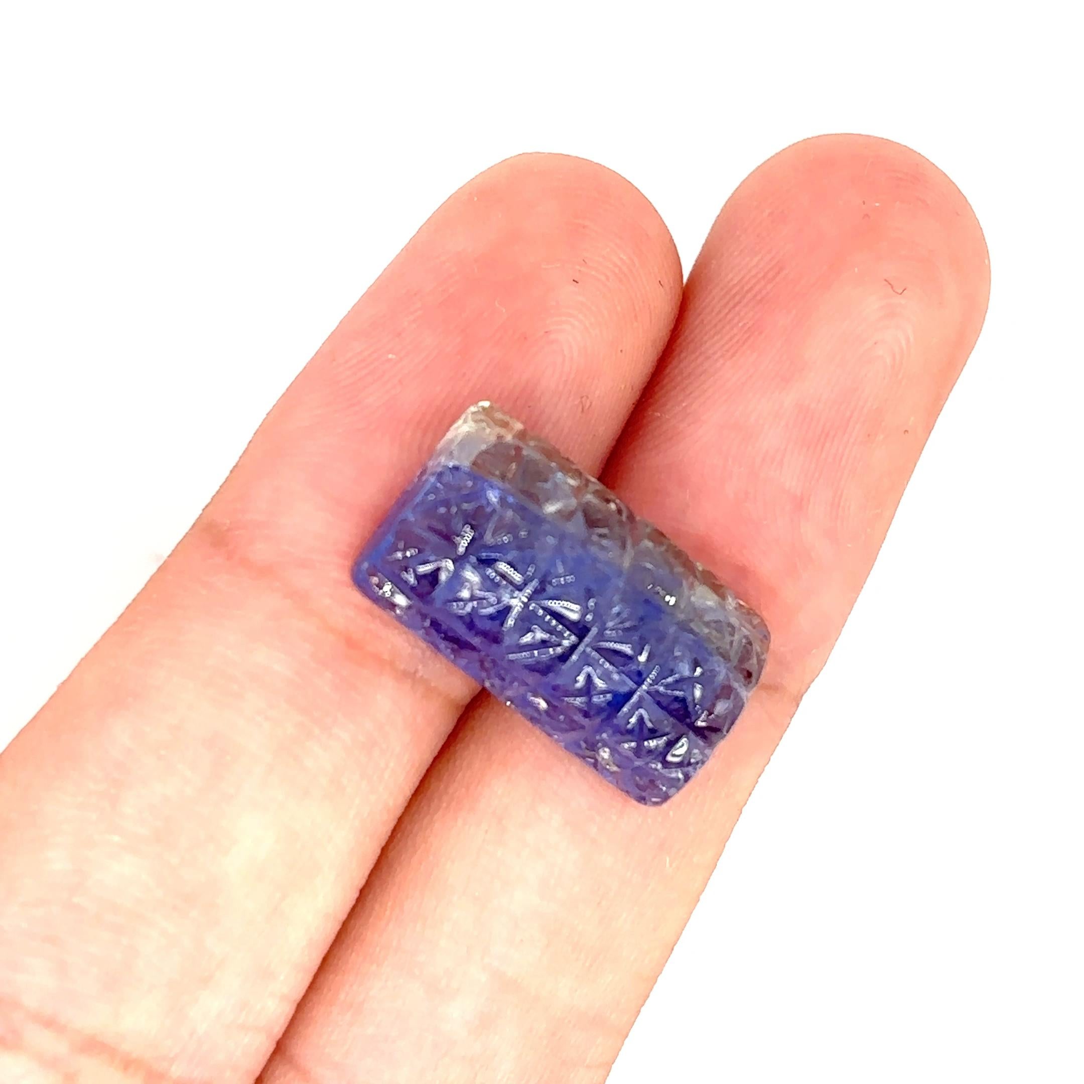 2 Pietre di tanzanite intagliate Cts 29,05 in vendita 2