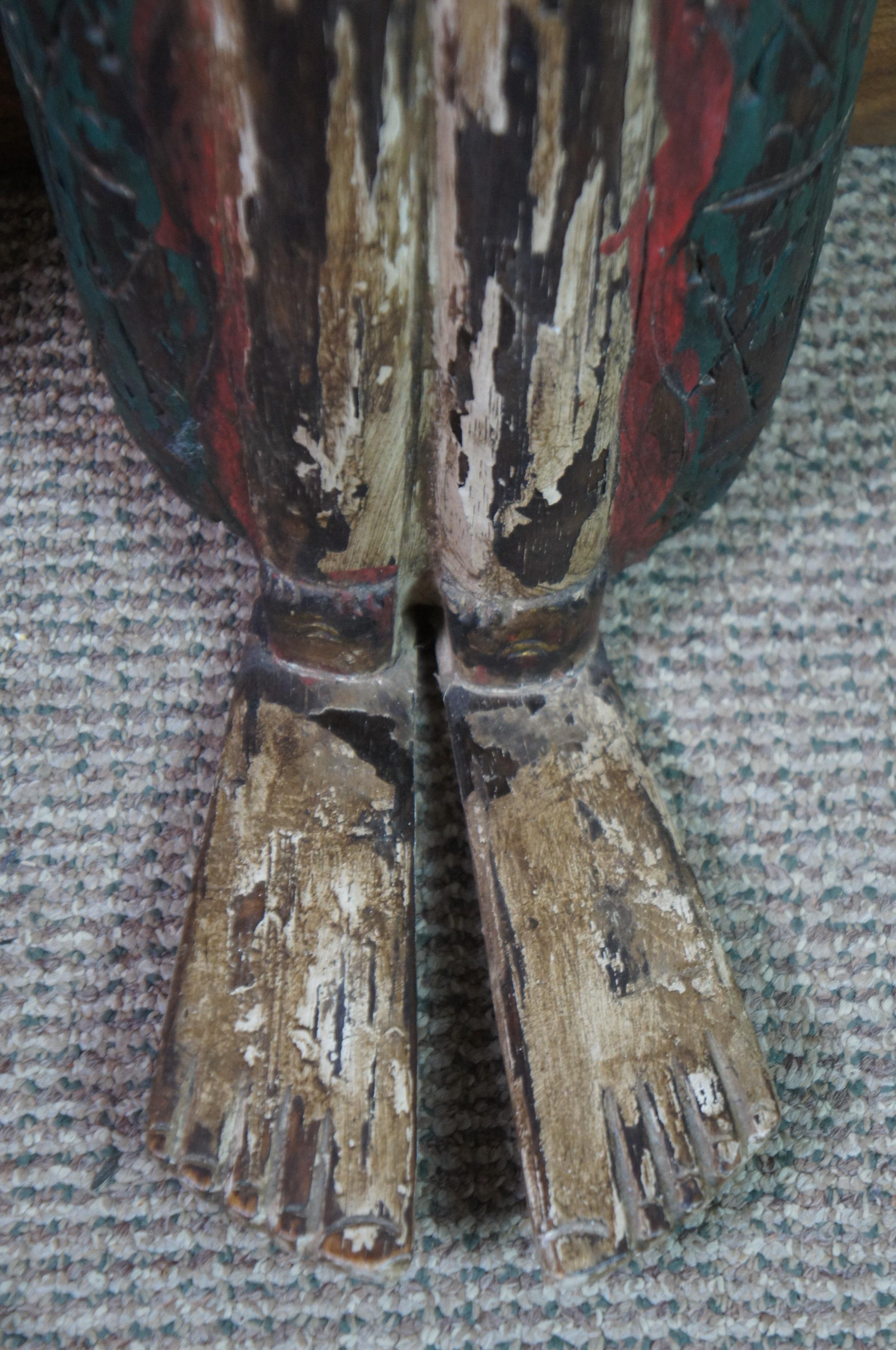 2 Carved Wood Thai Thepenom Buddhist Angel Deity Hanging Statue Figures 2