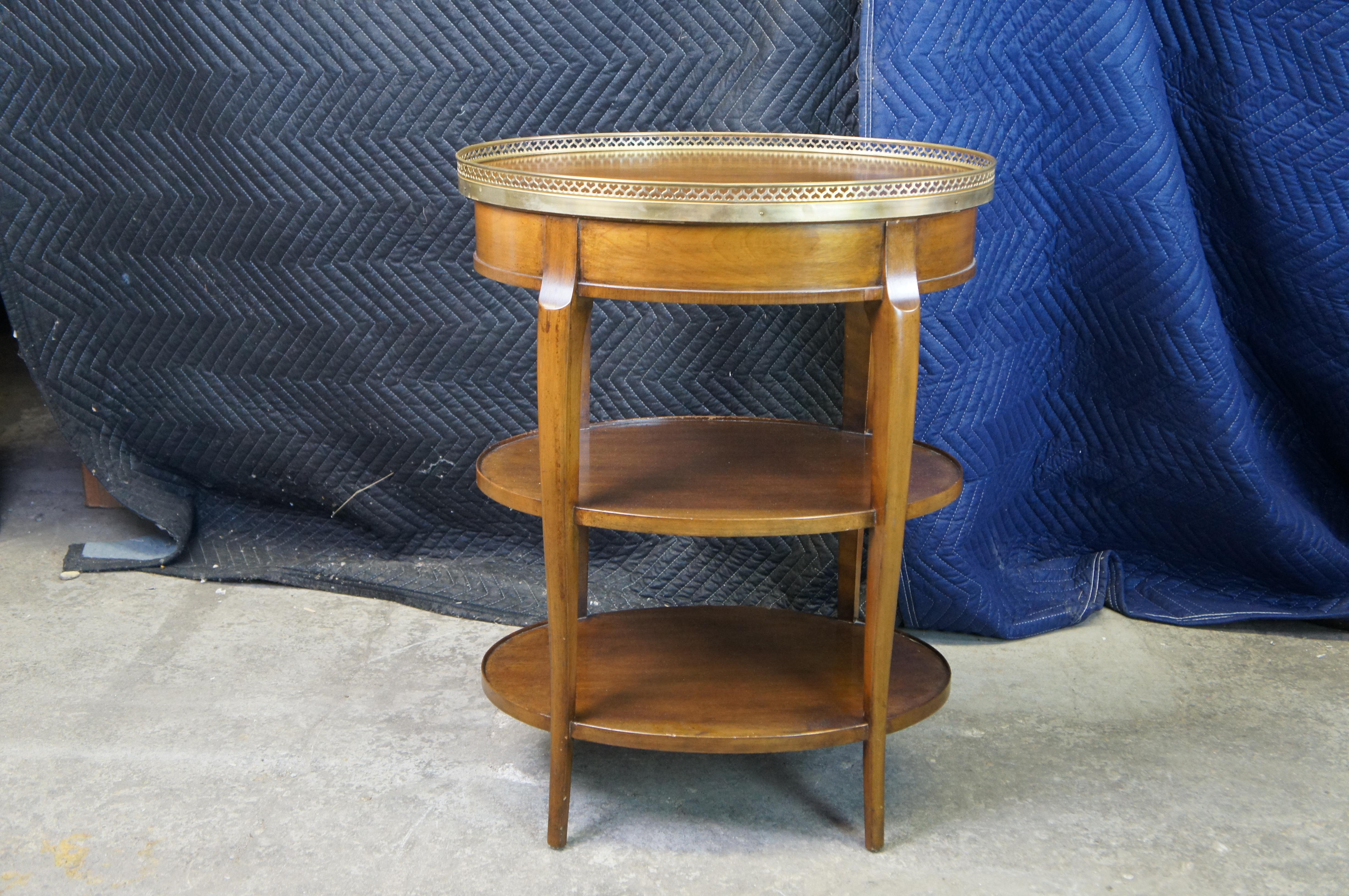2 Cassard Romano Chateau Walnut Oval Tiered Gallery Side Accent Tables 29