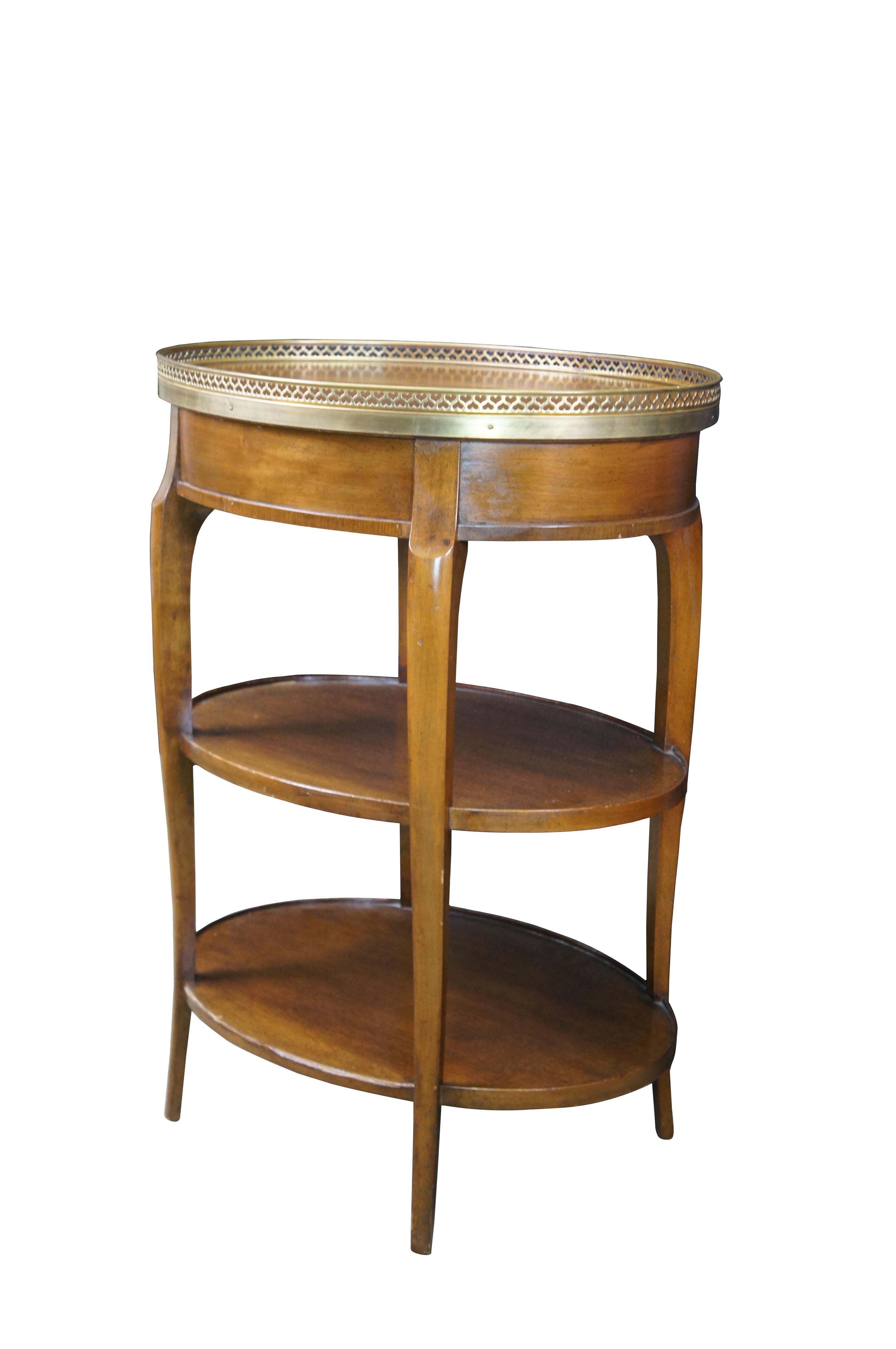 Louis XVI 2 Cassard Romano Chateau Walnut Oval Tiered Gallery Side Accent Tables 29
