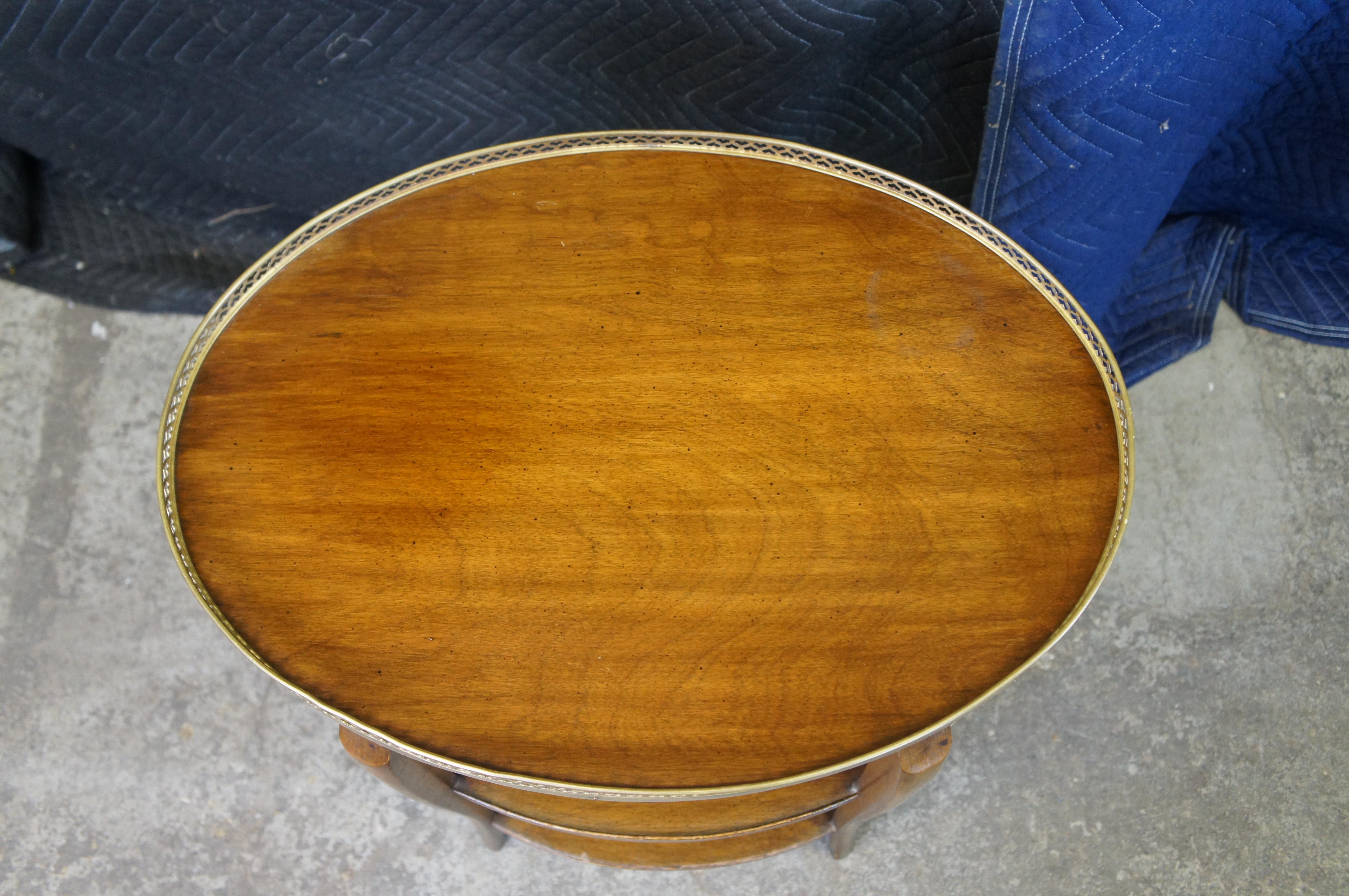 2 Cassard Romano Chateau Walnut Oval Tiered Gallery Side Accent Tables 29