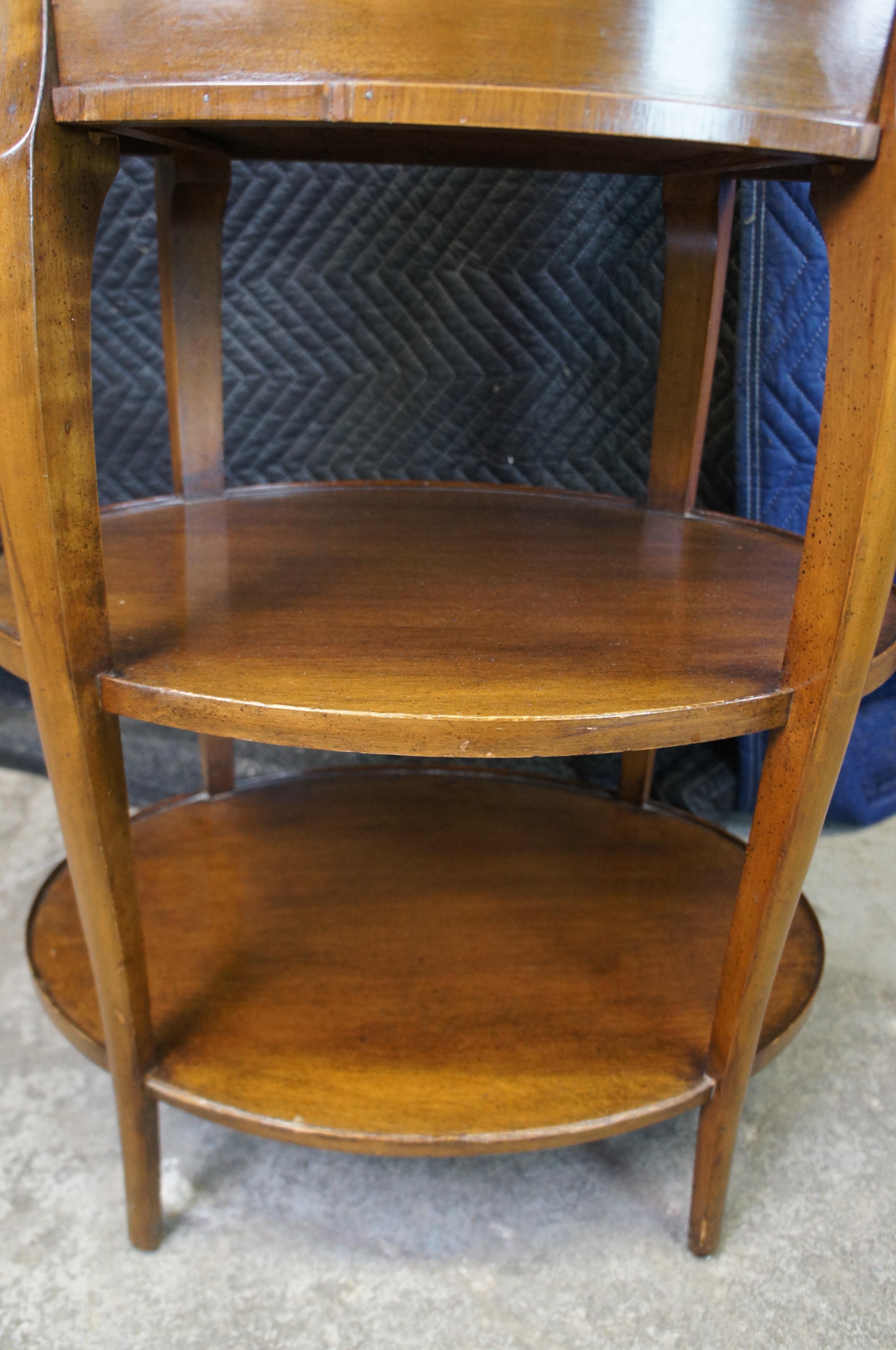 2 Cassard Romano Chateau Walnut Oval Tiered Gallery Side Accent Tables 29
