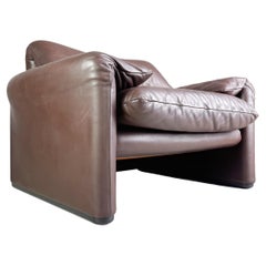 2 Cassina Maralunga armchair leather brown Vico Magistretti