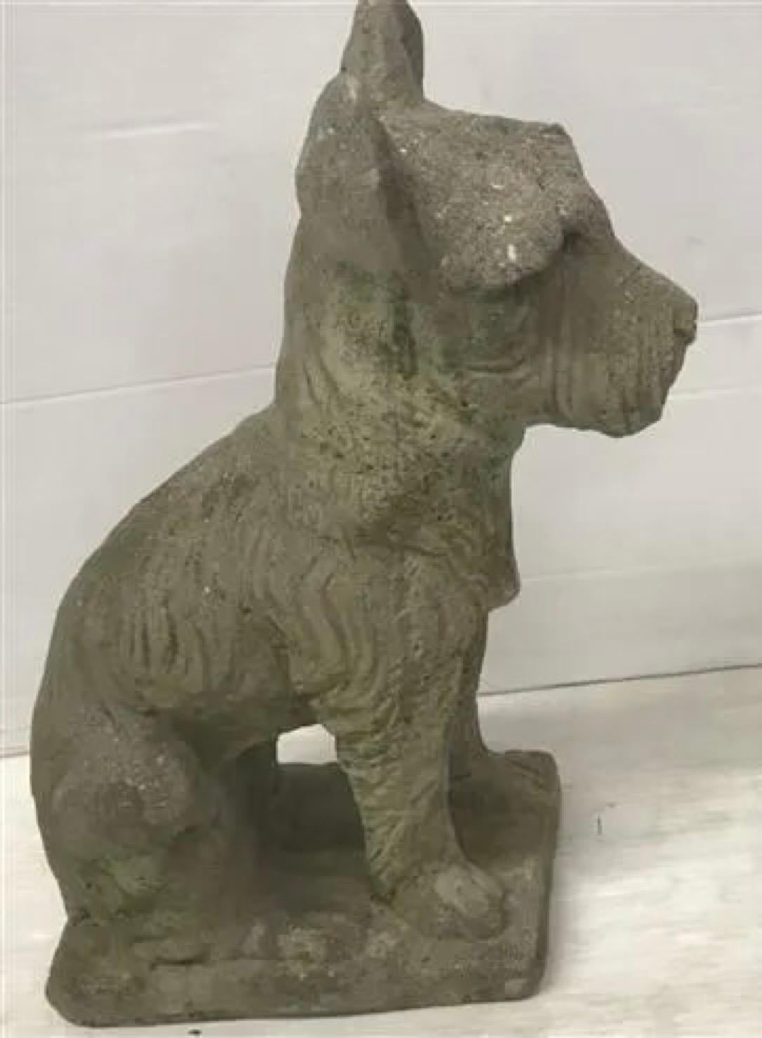 2 Cast Concrete Scottie Dog Sculptures 2