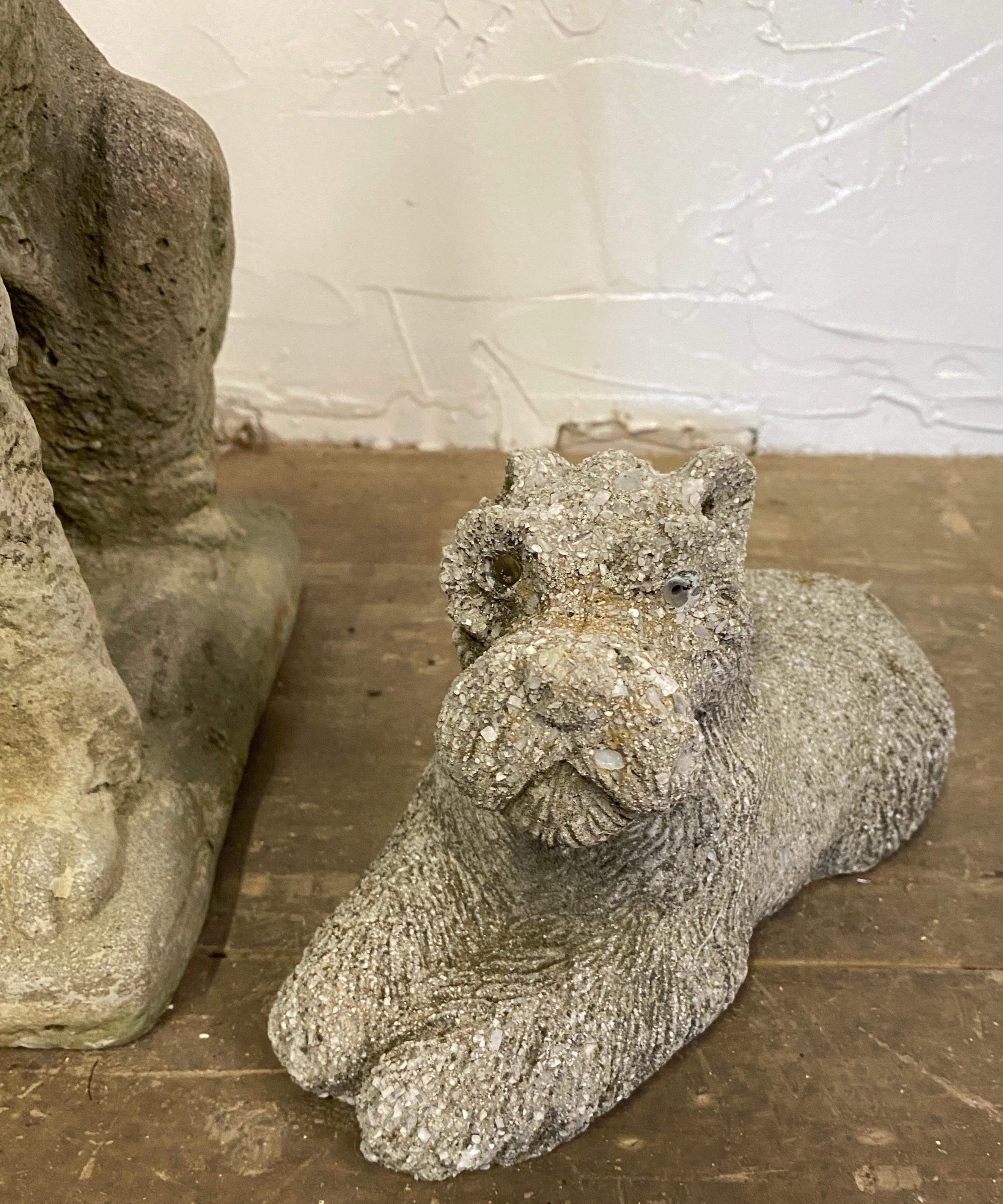 British 2 Cast Concrete Scottie Dog Sculptures