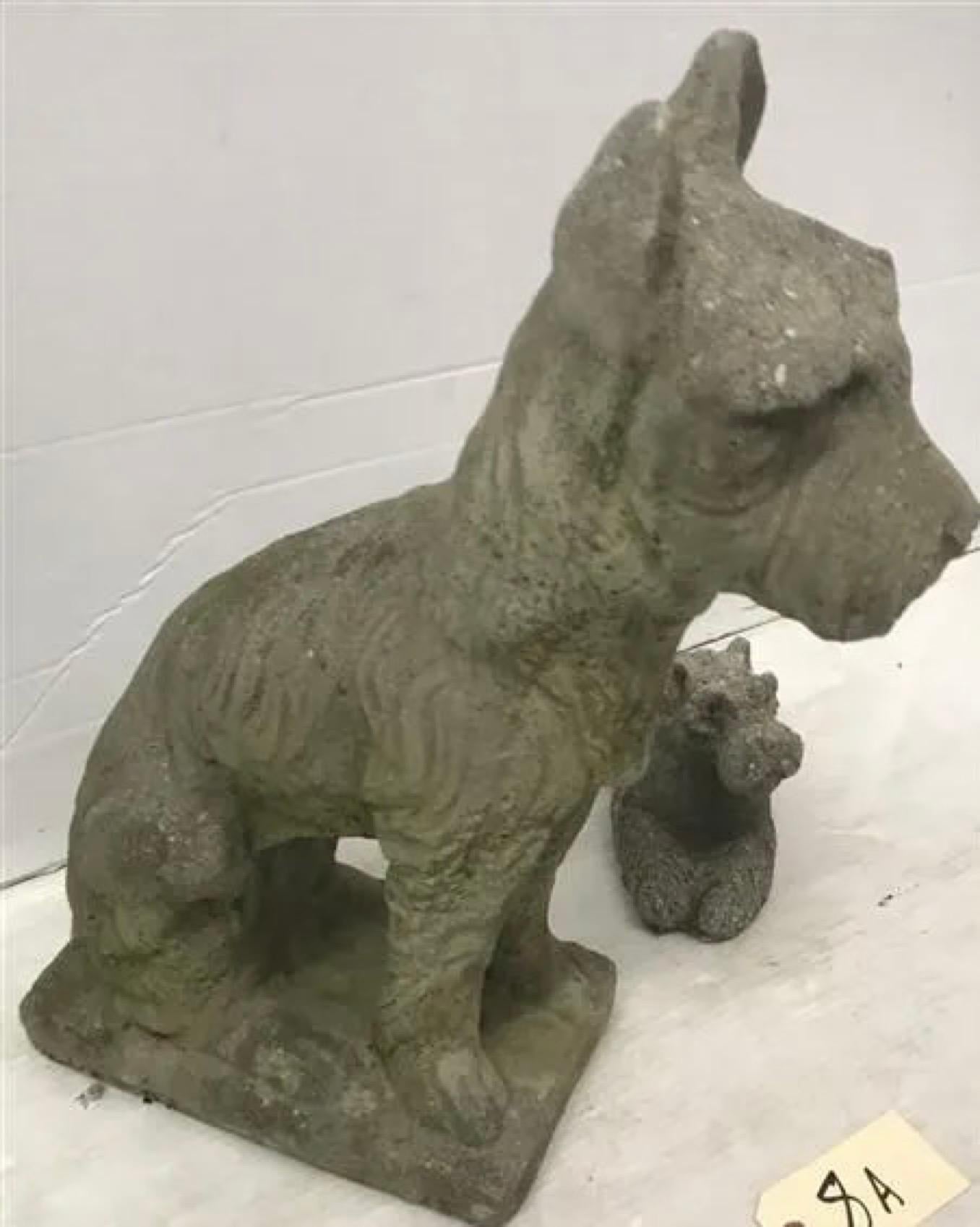 2 Cast Concrete Scottie Dog Sculptures In Good Condition In Sheffield, MA