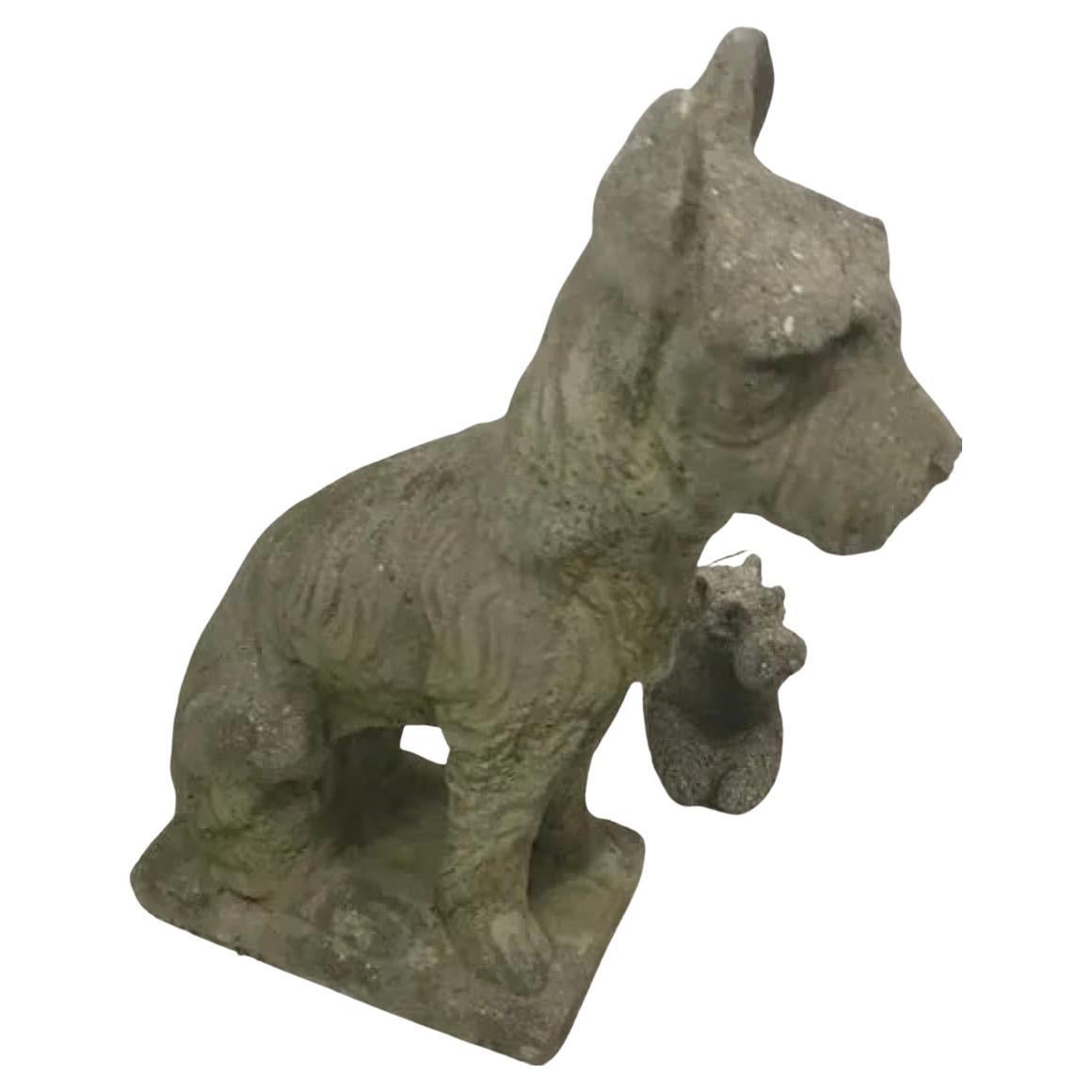 2 Cast Concrete Scottie Dog Sculptures 1