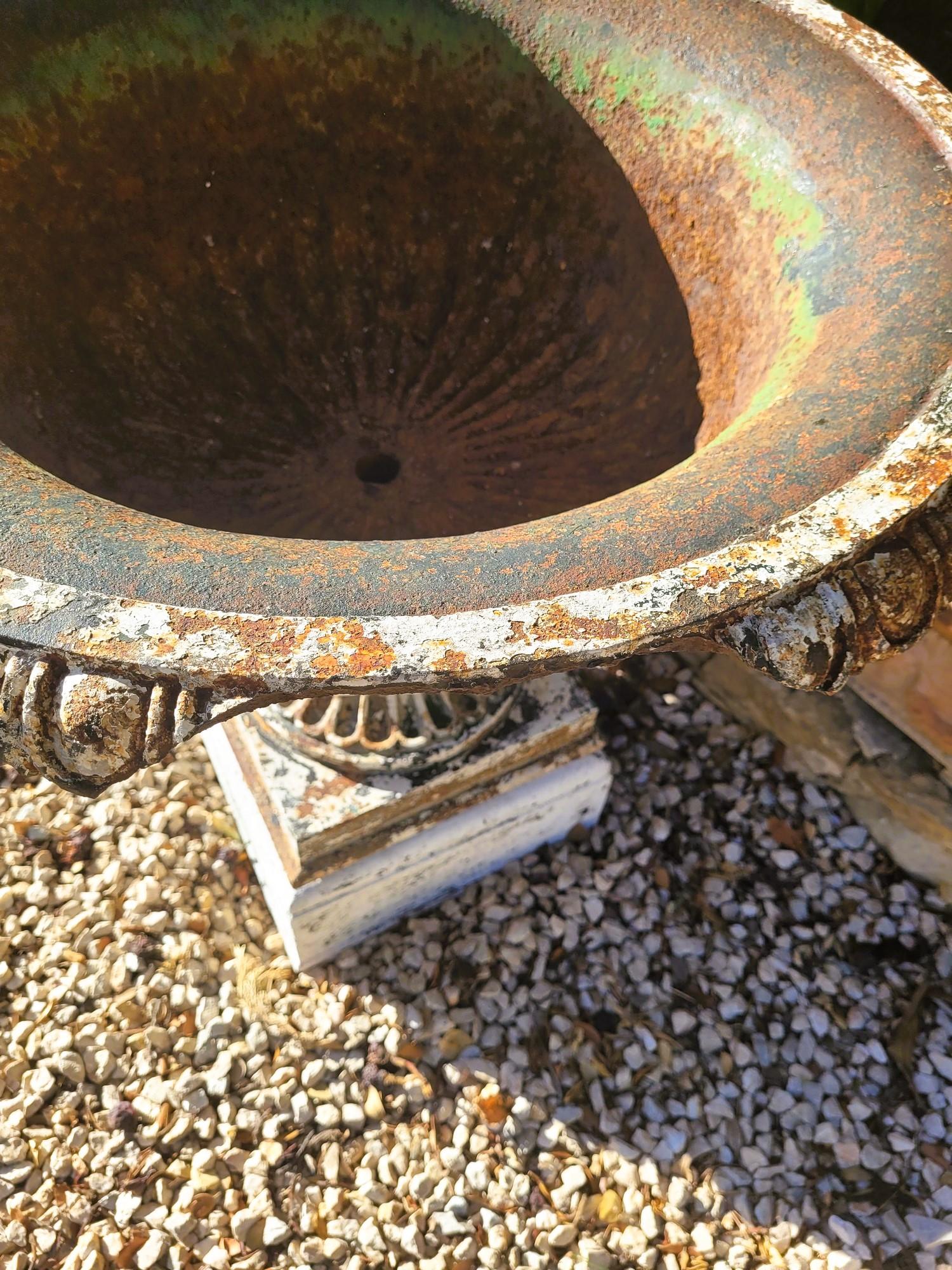 2 Cast Iron Garden Vases On Base, 19th Century For Sale 3
