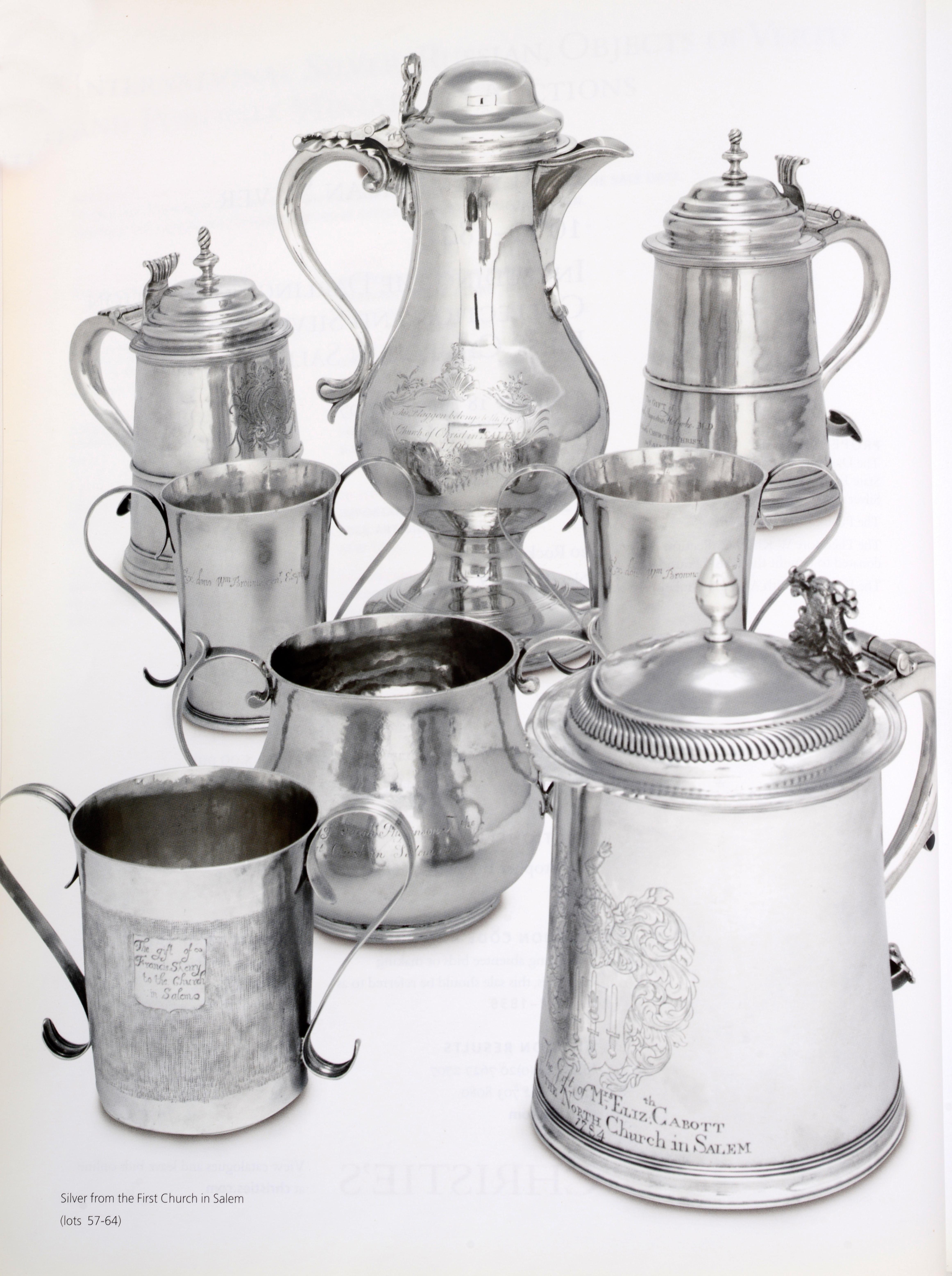 CHRISTIE'S CATALOG : EARLY AMERICAN SILVER 1670-1820 Including the Darling Foundation Collection and Silver from the First Church in Salem - NY - January 18 2007 along with a Catalog from American Art Association A Silver Monteith by John Coney,