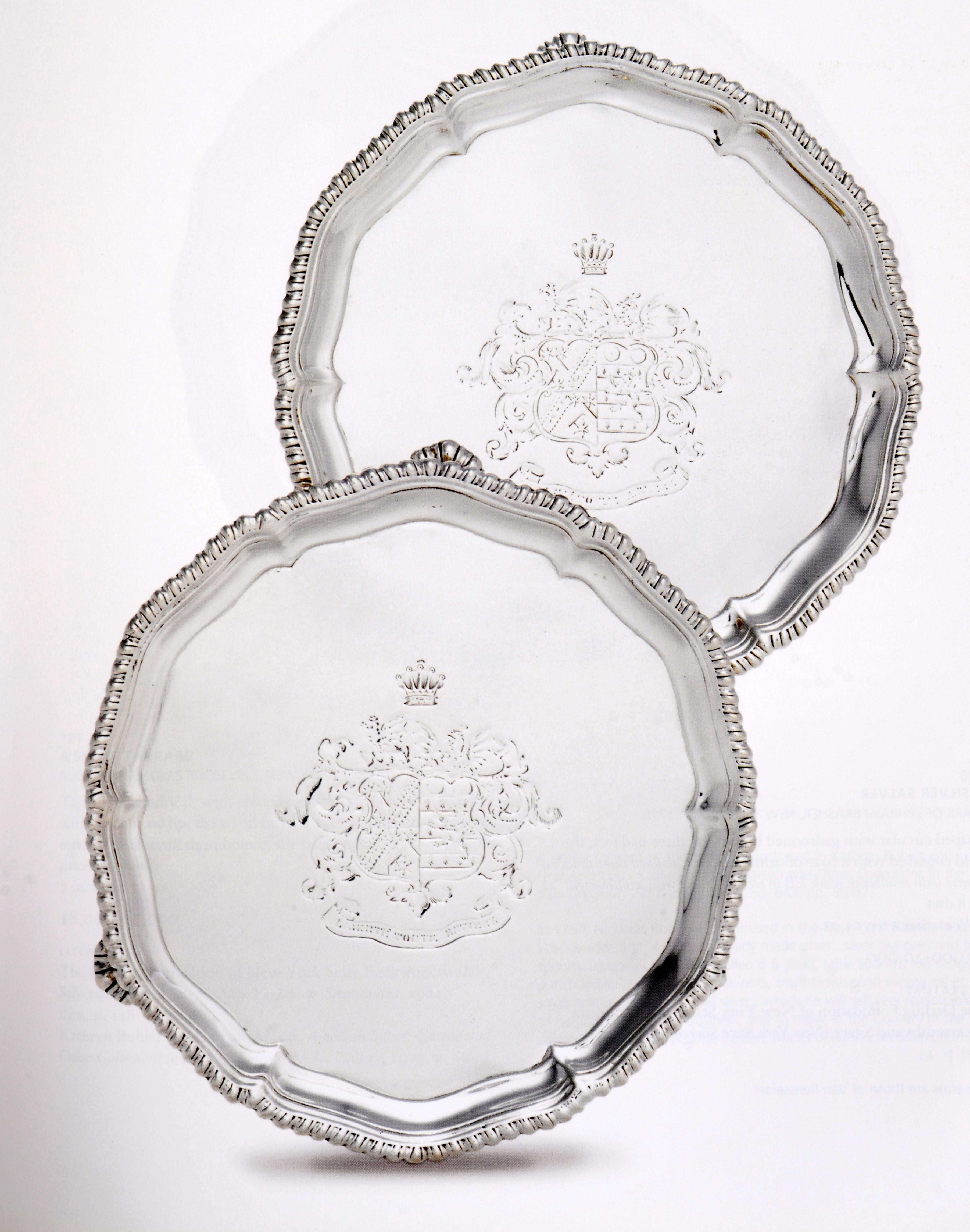2 Cats. Early American Silver Darling Foundation & Silver Monteith by John Coney For Sale 3