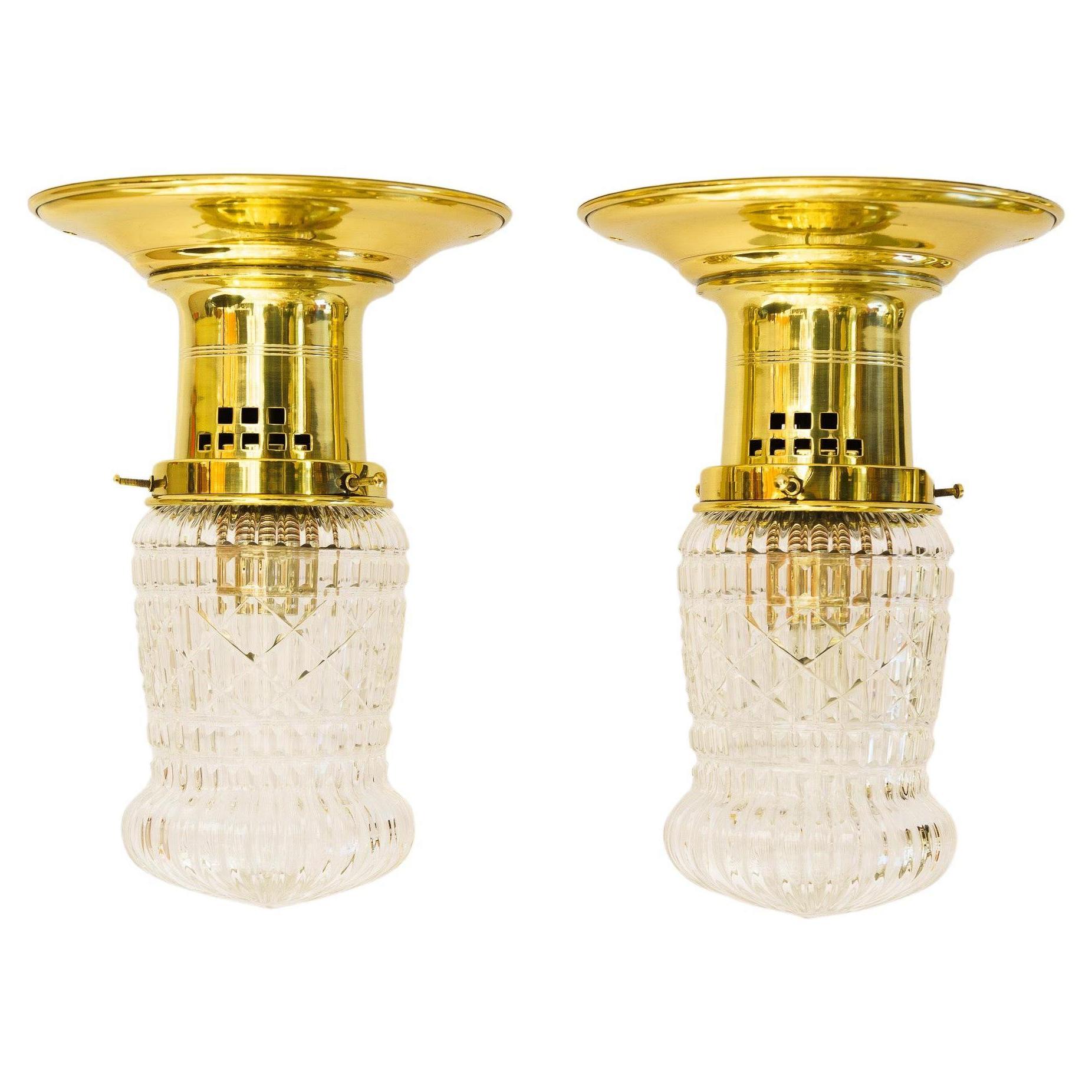 2 ceiling lamps vienna around 1920s For Sale