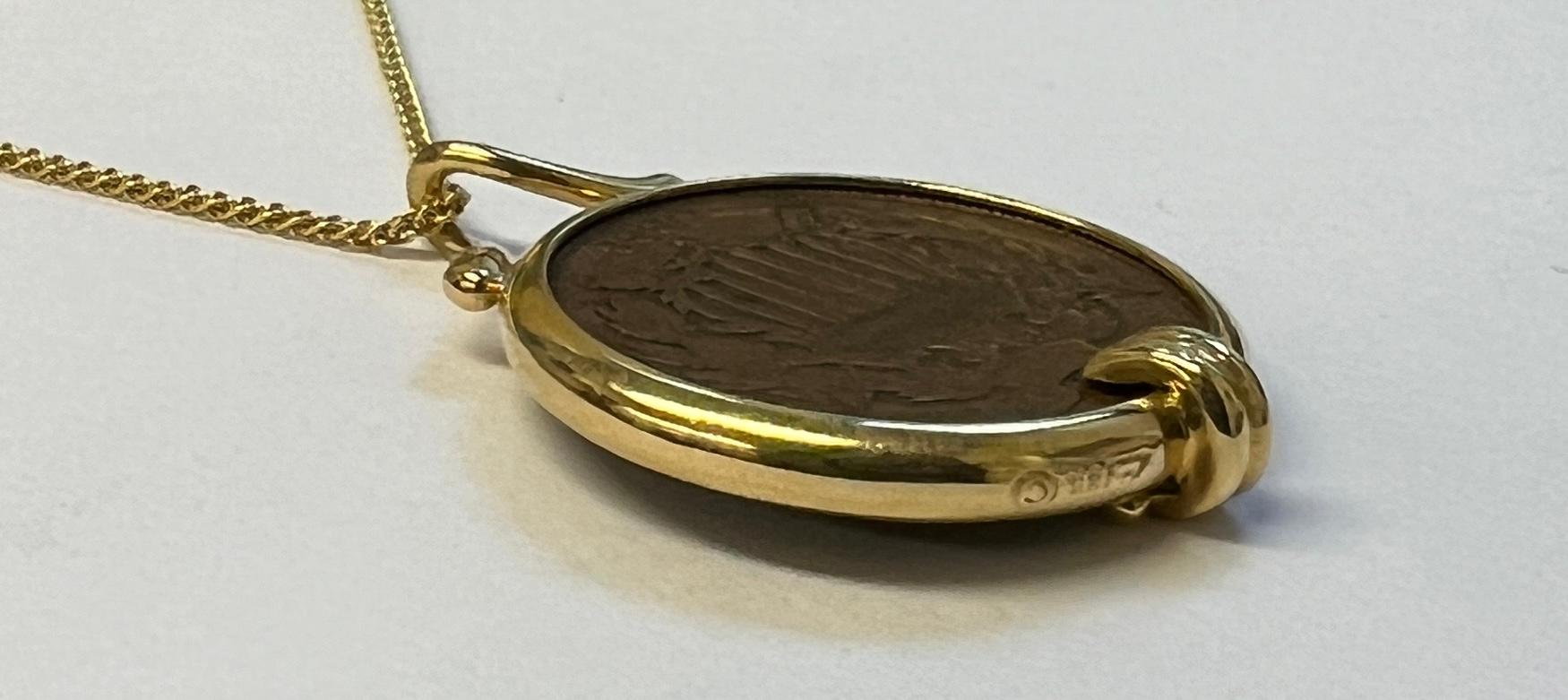 Collana con ciondolo a forma di moneta da 2 centesimi di Michael Bondanza in vendita 5