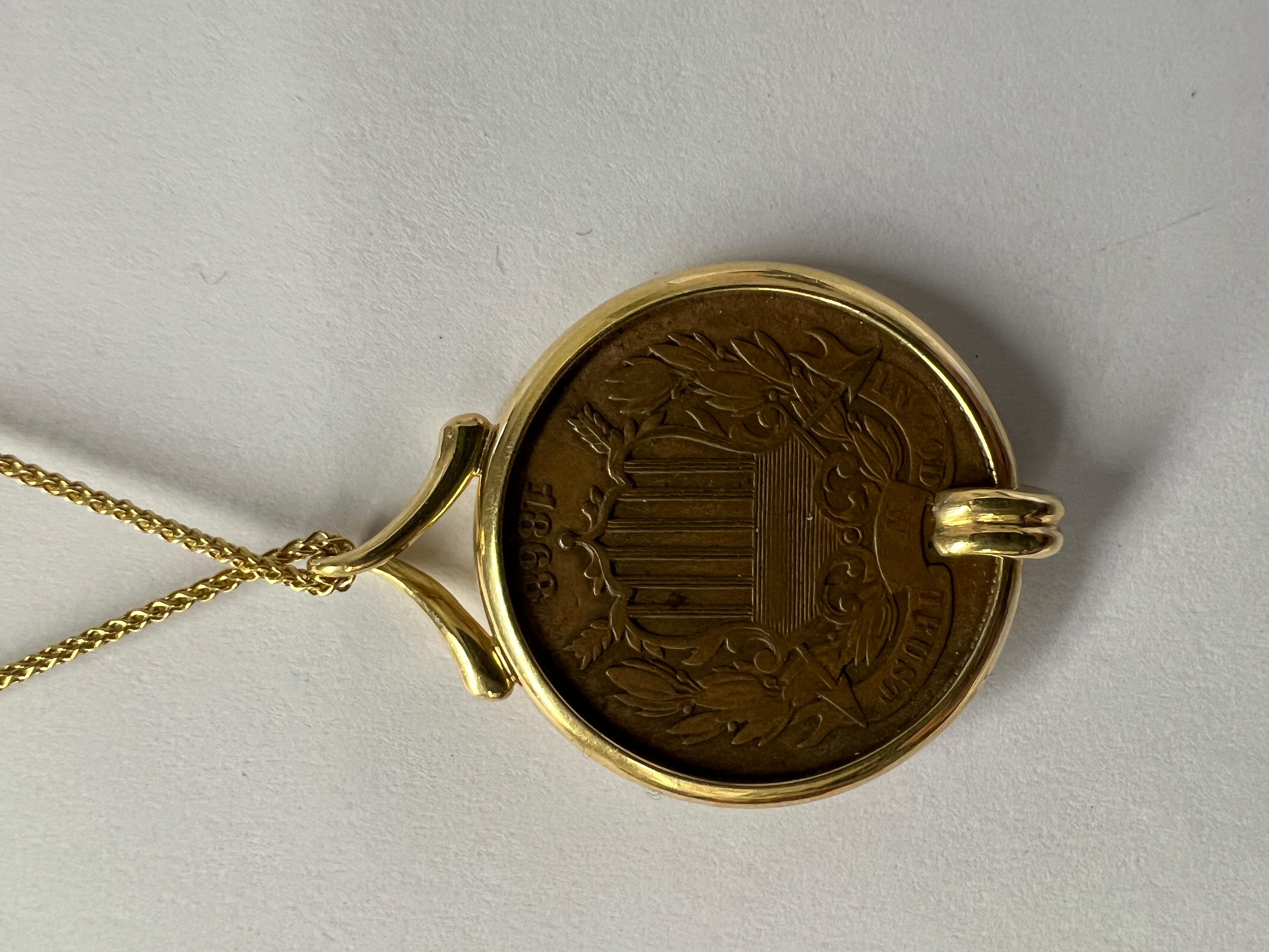 Collier avec pendentif en forme de pièce de 2 cents Penny par Michael Bondanza Unisexe en vente