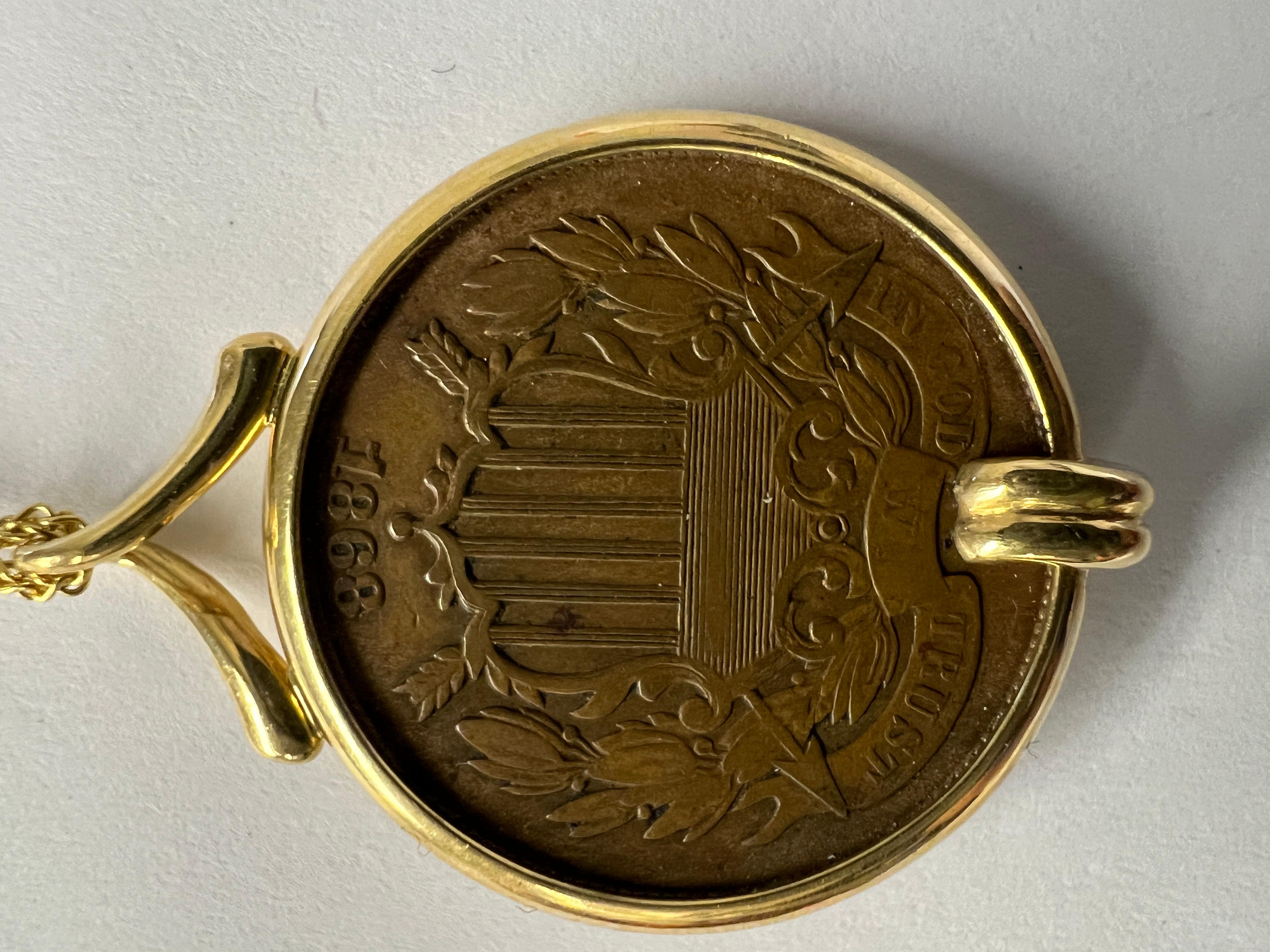 Collier avec pendentif en forme de pièce de 2 cents Penny par Michael Bondanza en vente 1