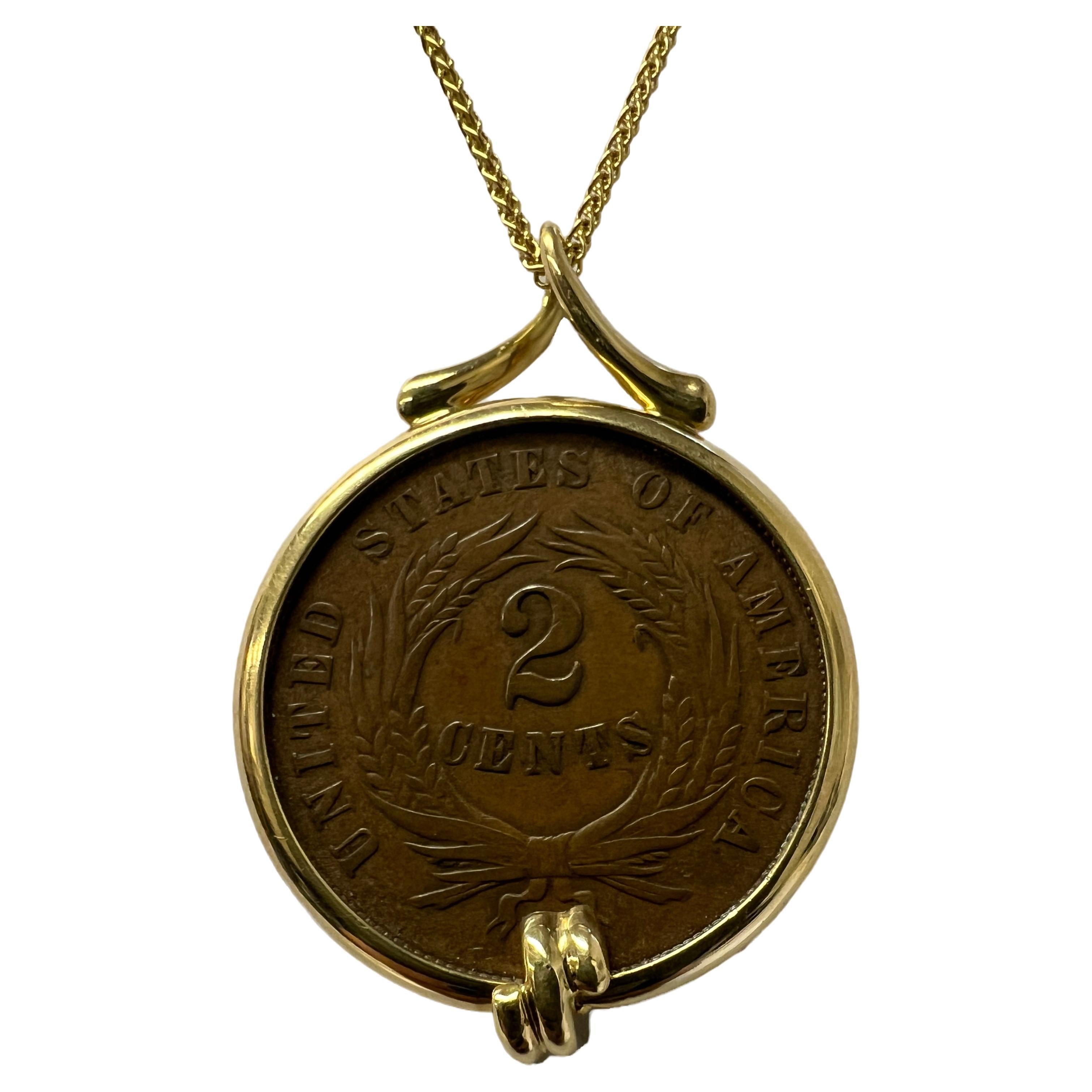 Collier avec pendentif en forme de pièce de 2 cents Penny par Michael Bondanza en vente