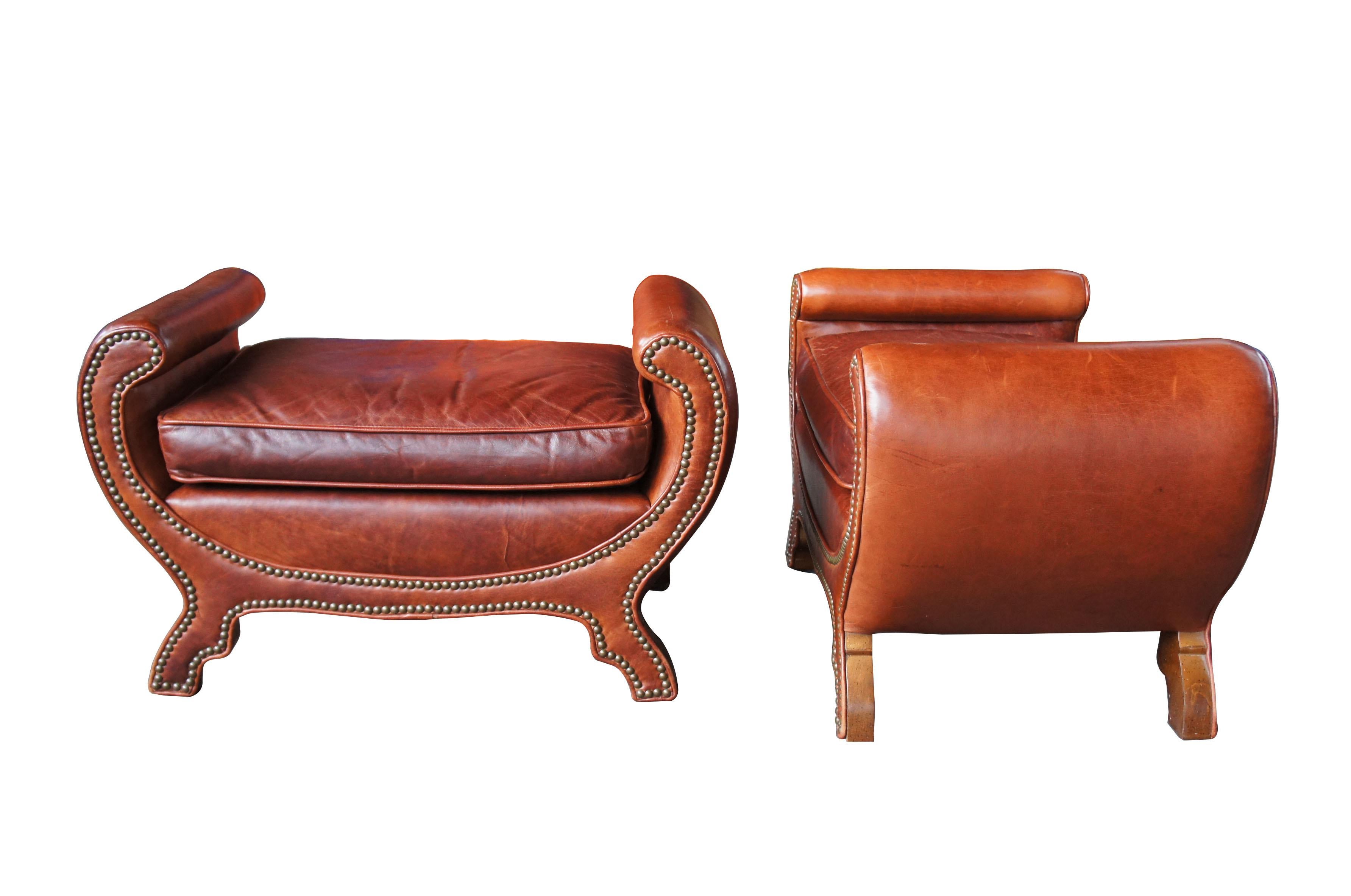 leather studded ottoman