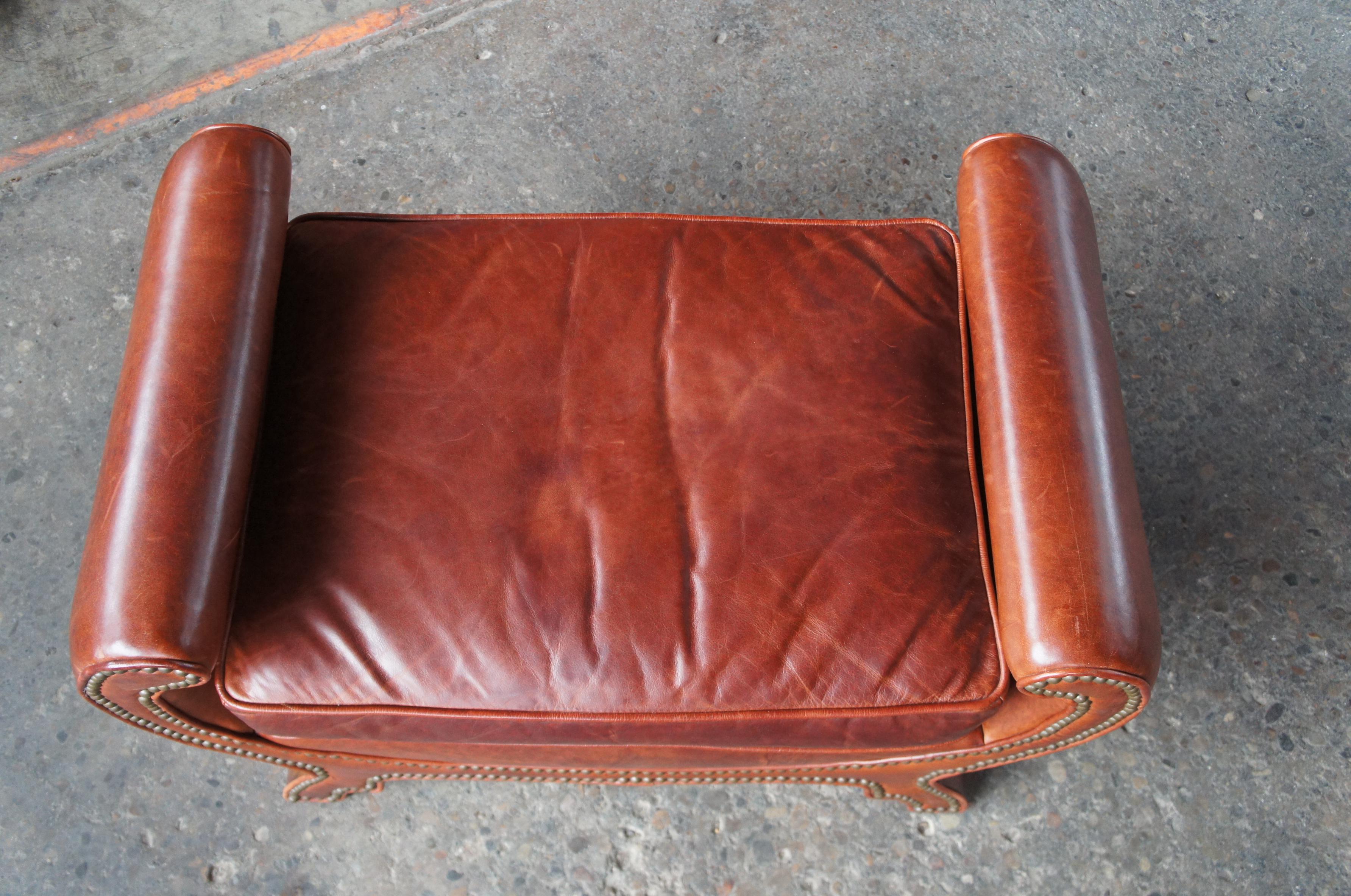 20th Century 2 Century Furniture Duke of York Leather Studded Benches Ottoman Seat LR-38071