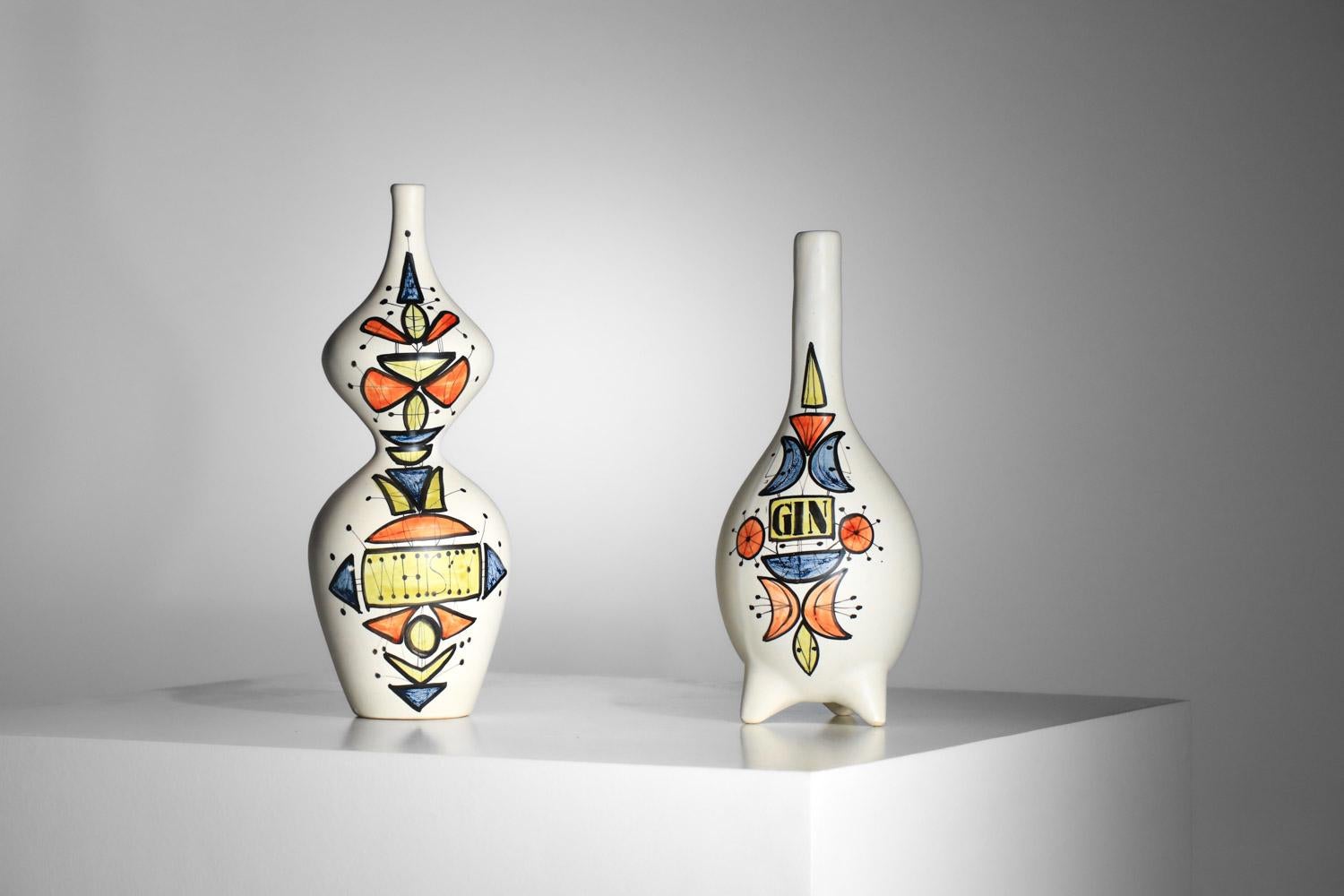Francese 2 bottiglie di ceramica roger capron vallauris anni '60 in vendita